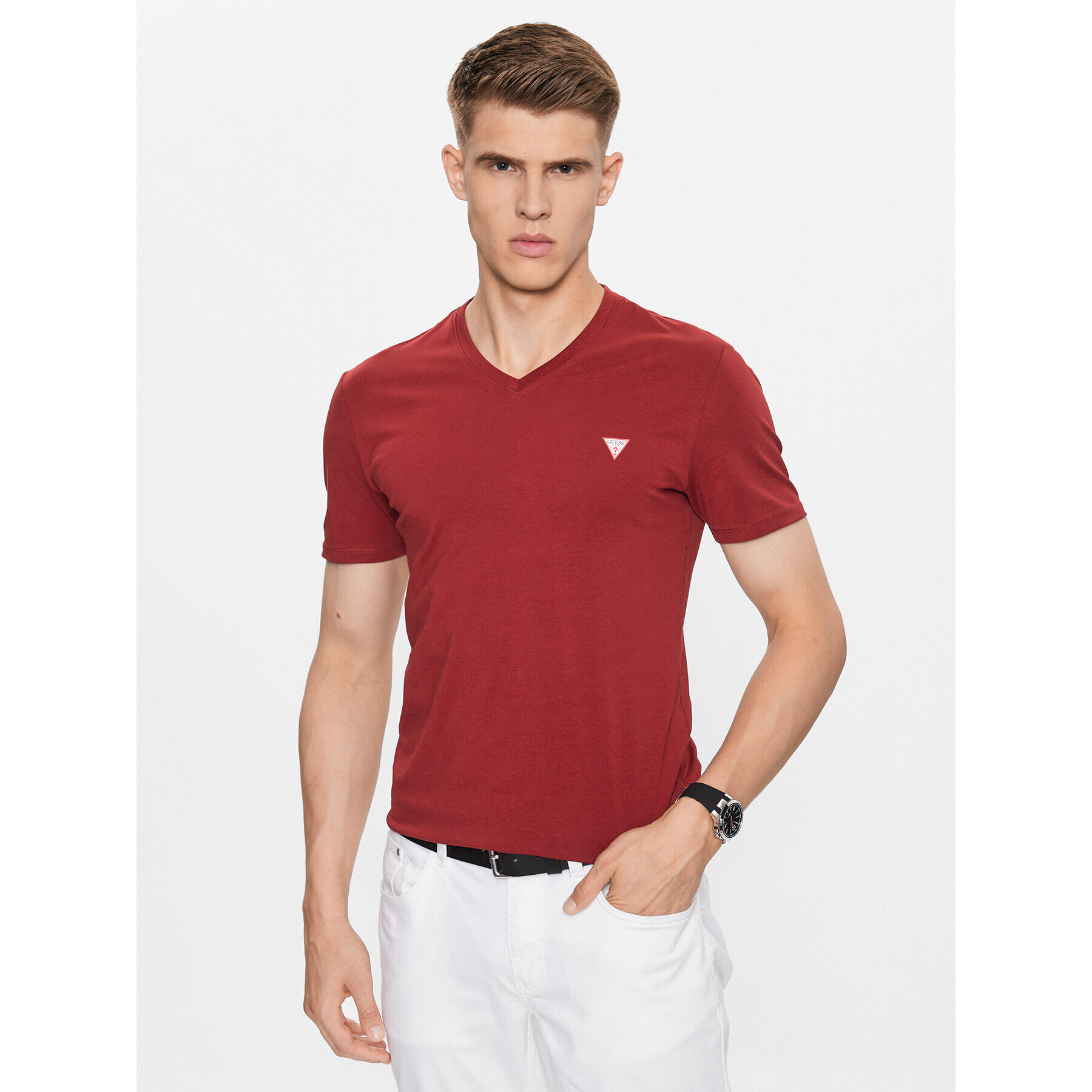 Guess T-Shirt M2YI32 J1314 Červená Slim Fit - Pepit.cz