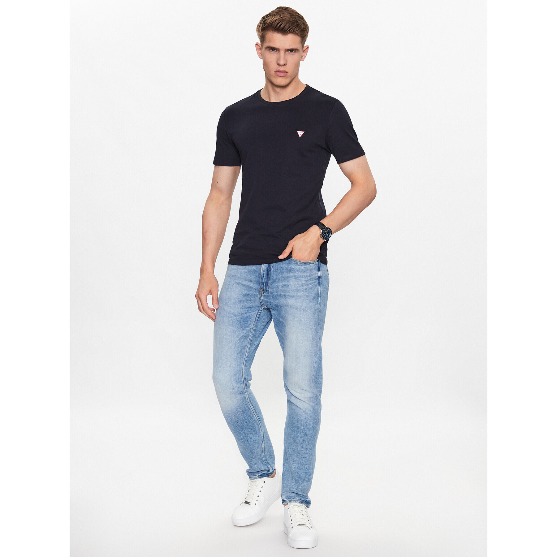 Guess T-Shirt M2YI36 I3Z14 Tmavomodrá Slim Fit - Pepit.cz