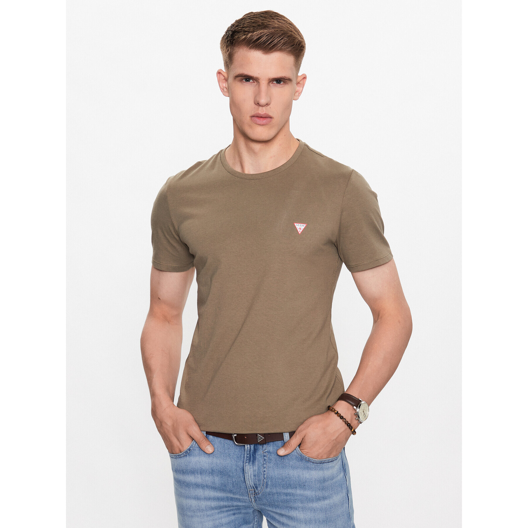 Guess T-Shirt M2YI36 I3Z14 Zelená Slim Fit - Pepit.cz