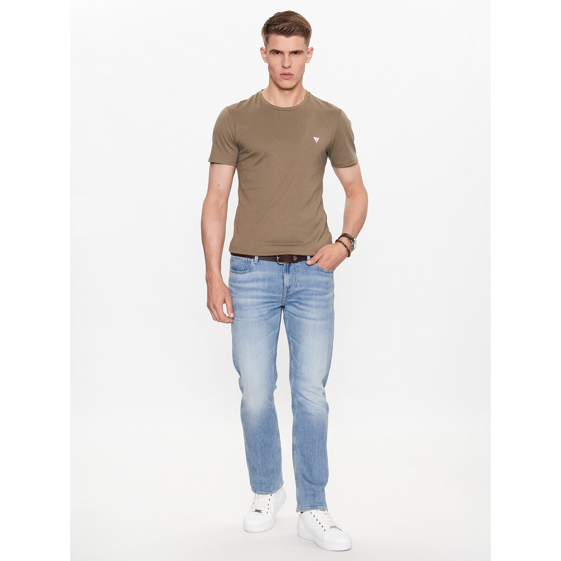 Guess T-Shirt M2YI36 I3Z14 Zelená Slim Fit - Pepit.cz