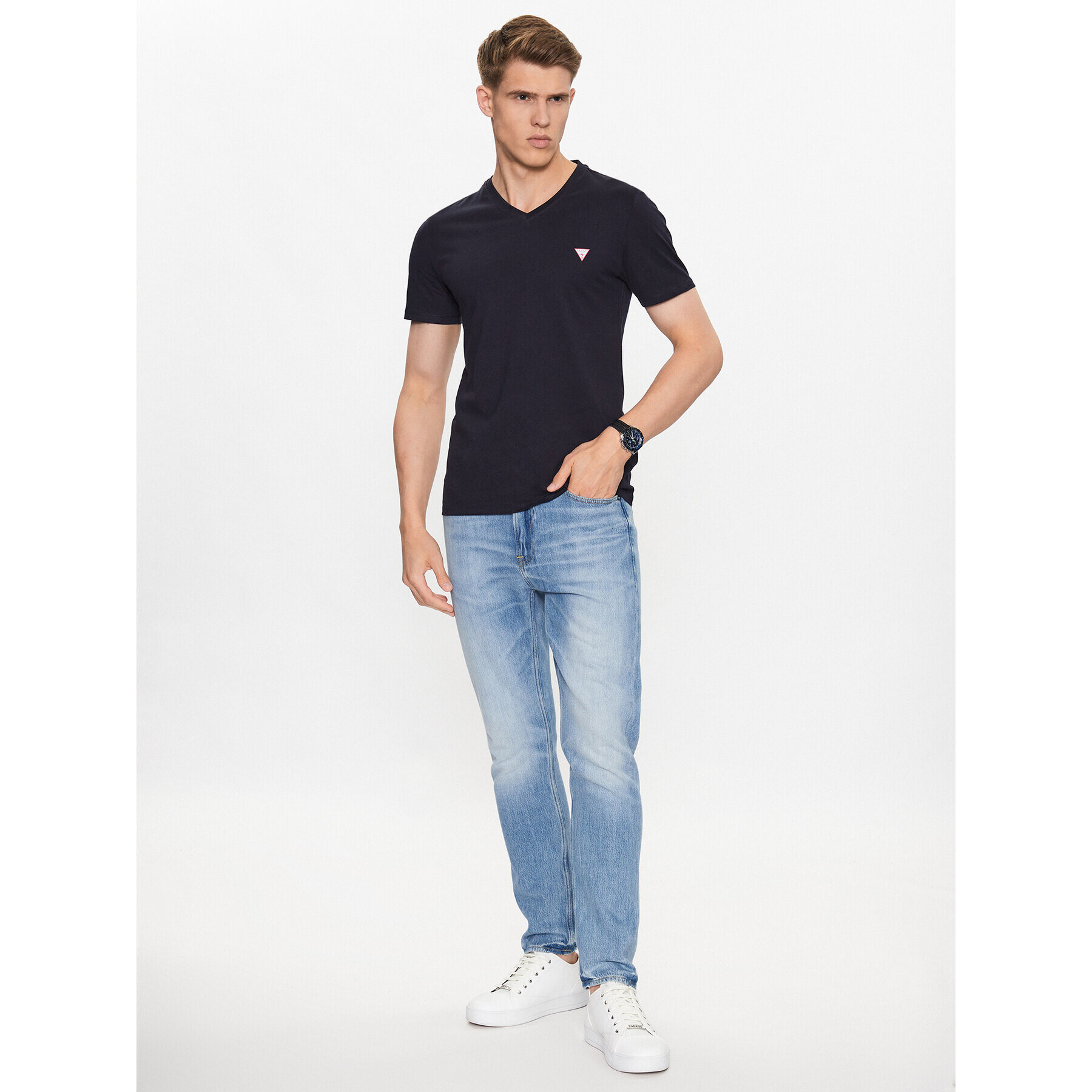 Guess T-Shirt M2YI37 I3Z14 Tmavomodrá Slim Fit - Pepit.cz