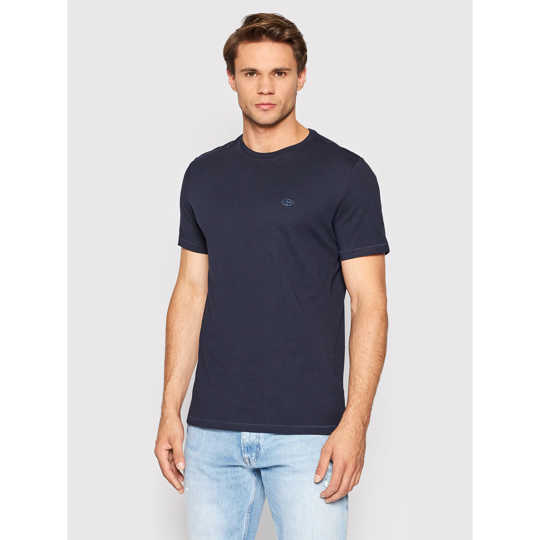 Guess T-Shirt M2YI40 KB7N1 Tmavomodrá Slim Fit - Pepit.cz