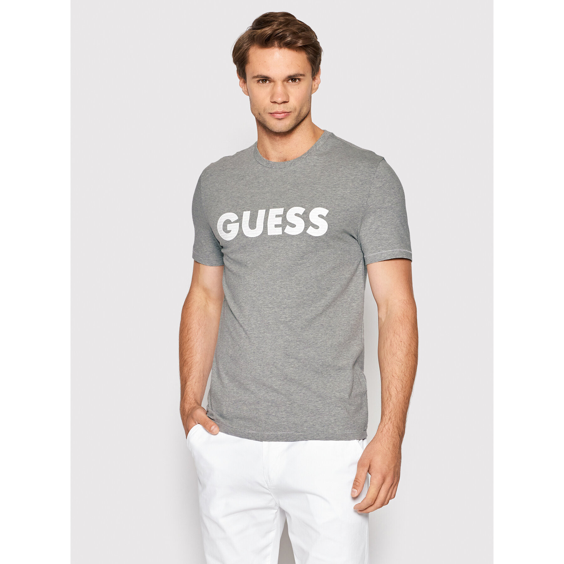 Guess T-Shirt M2YI42 J1311 Šedá Slim Fit - Pepit.cz