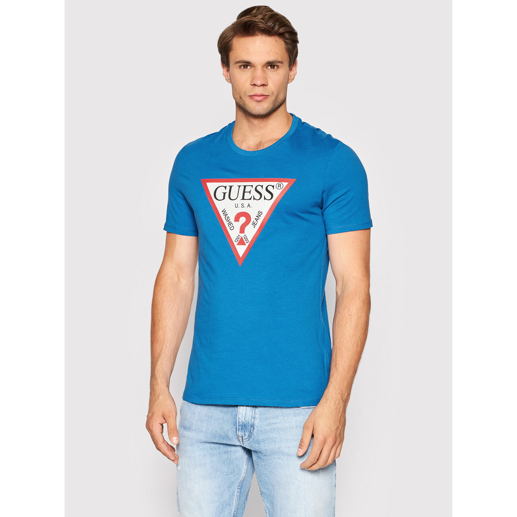 Guess T-Shirt M2YI71 I3Z11 Modrá Slim Fit - Pepit.cz