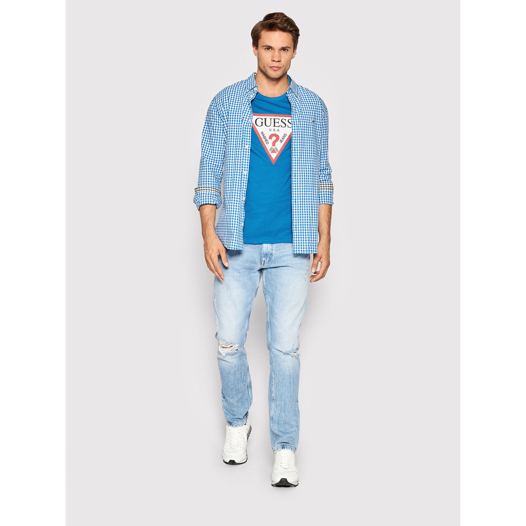 Guess T-Shirt M2YI71 I3Z11 Modrá Slim Fit - Pepit.cz