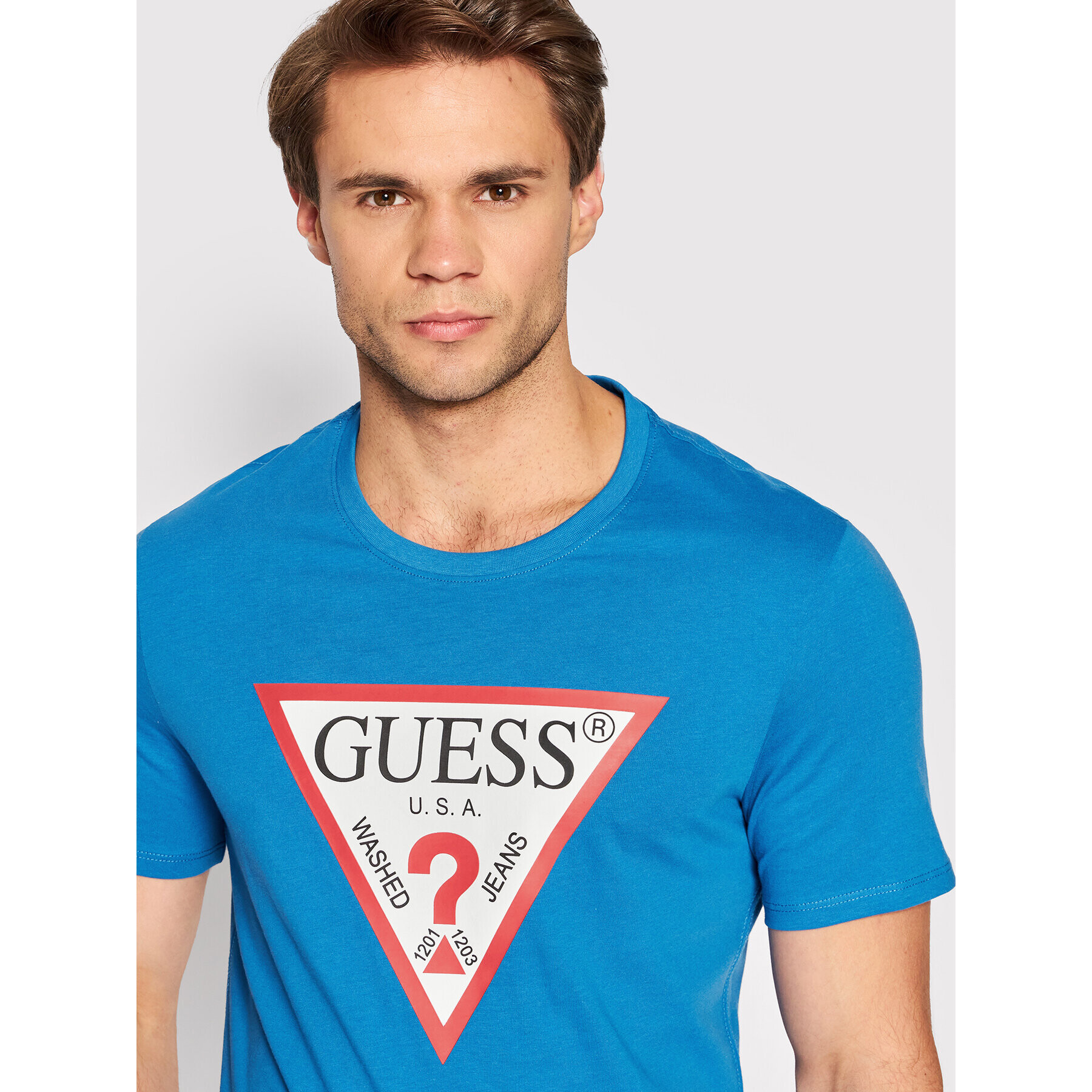 Guess T-Shirt M2YI71 I3Z11 Modrá Slim Fit - Pepit.cz