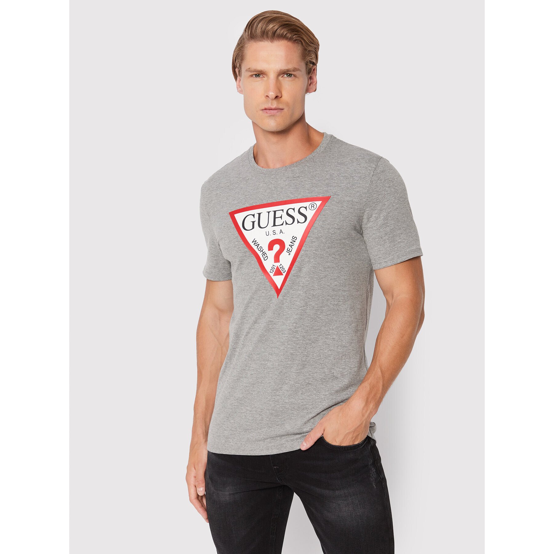 Guess T-Shirt M2YI71 I3Z11 Šedá Slim Fit - Pepit.cz