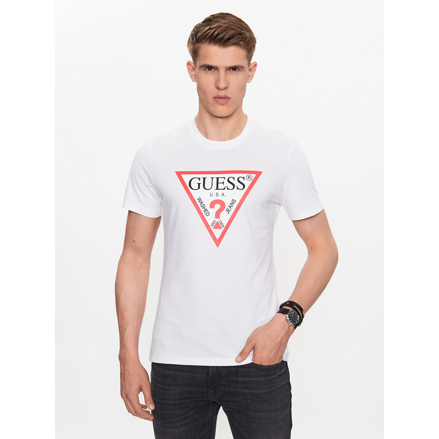 Guess T-Shirt M2YI71 I3Z14 Bílá Slim Fit - Pepit.cz