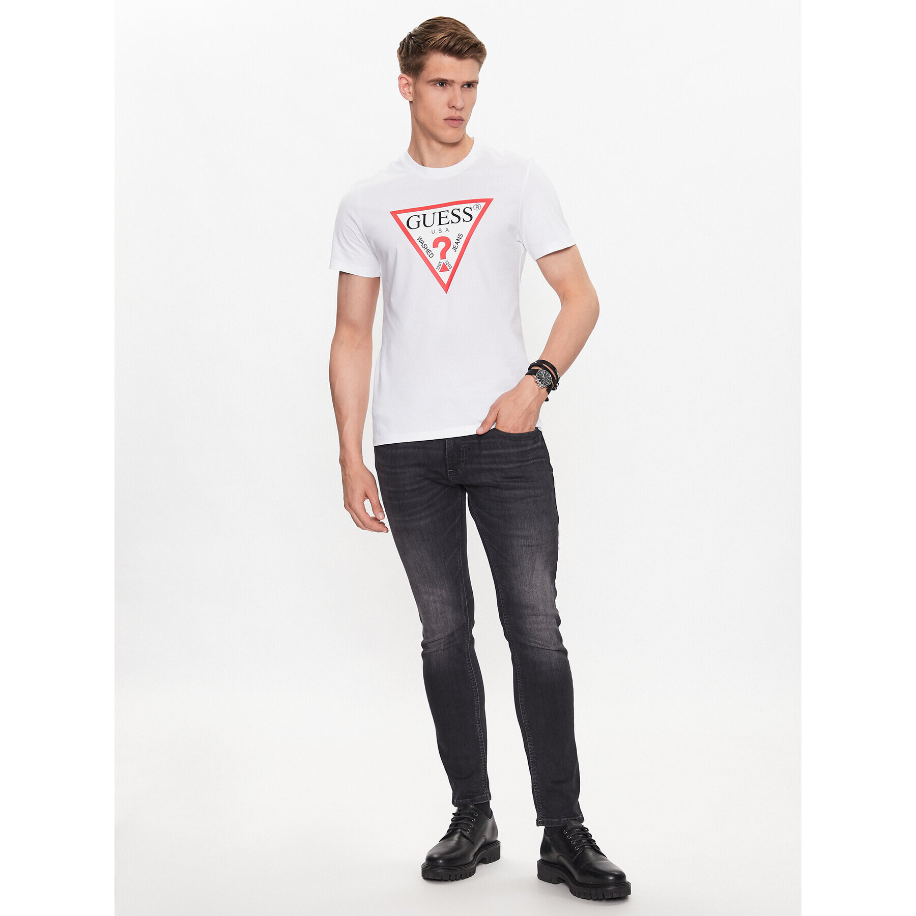 Guess T-Shirt M2YI71 I3Z14 Bílá Slim Fit - Pepit.cz