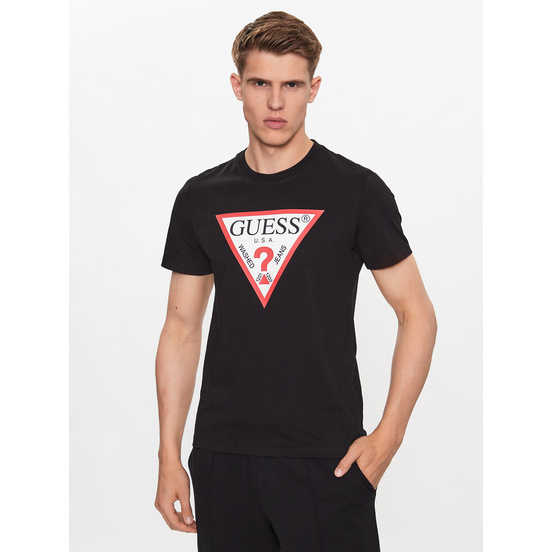 Guess T-Shirt M2YI71 I3Z14 Černá Slim Fit - Pepit.cz