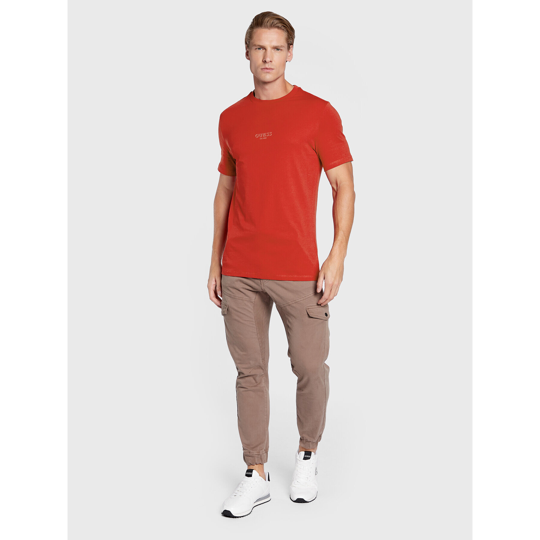 Guess T-Shirt M2YI72 I3Z11 Červená Slim Fit - Pepit.cz