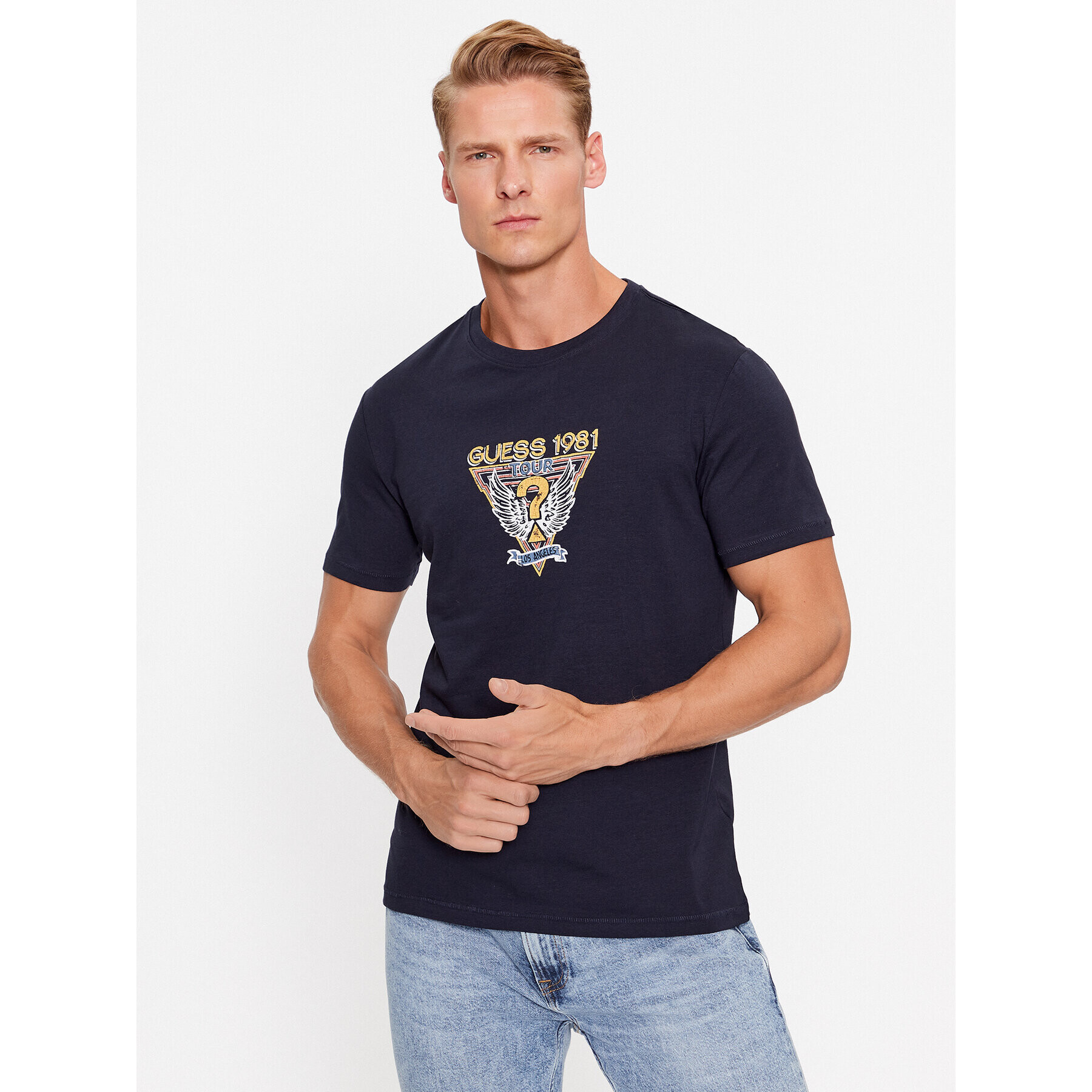 Guess T-Shirt M3BI30 J1314 Modrá Slim Fit - Pepit.cz