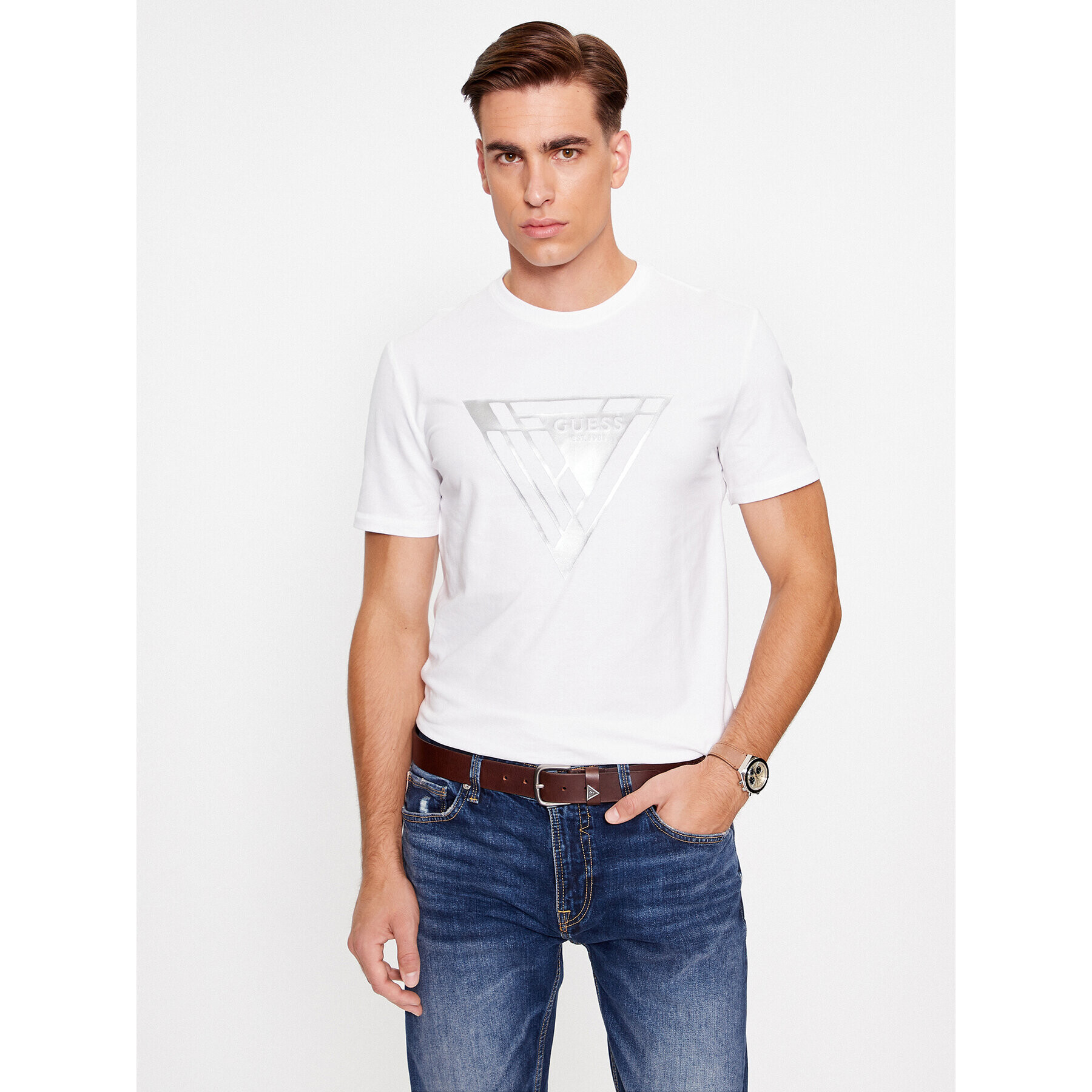 Guess T-Shirt M3BI35 J1314 Bílá Slim Fit - Pepit.cz