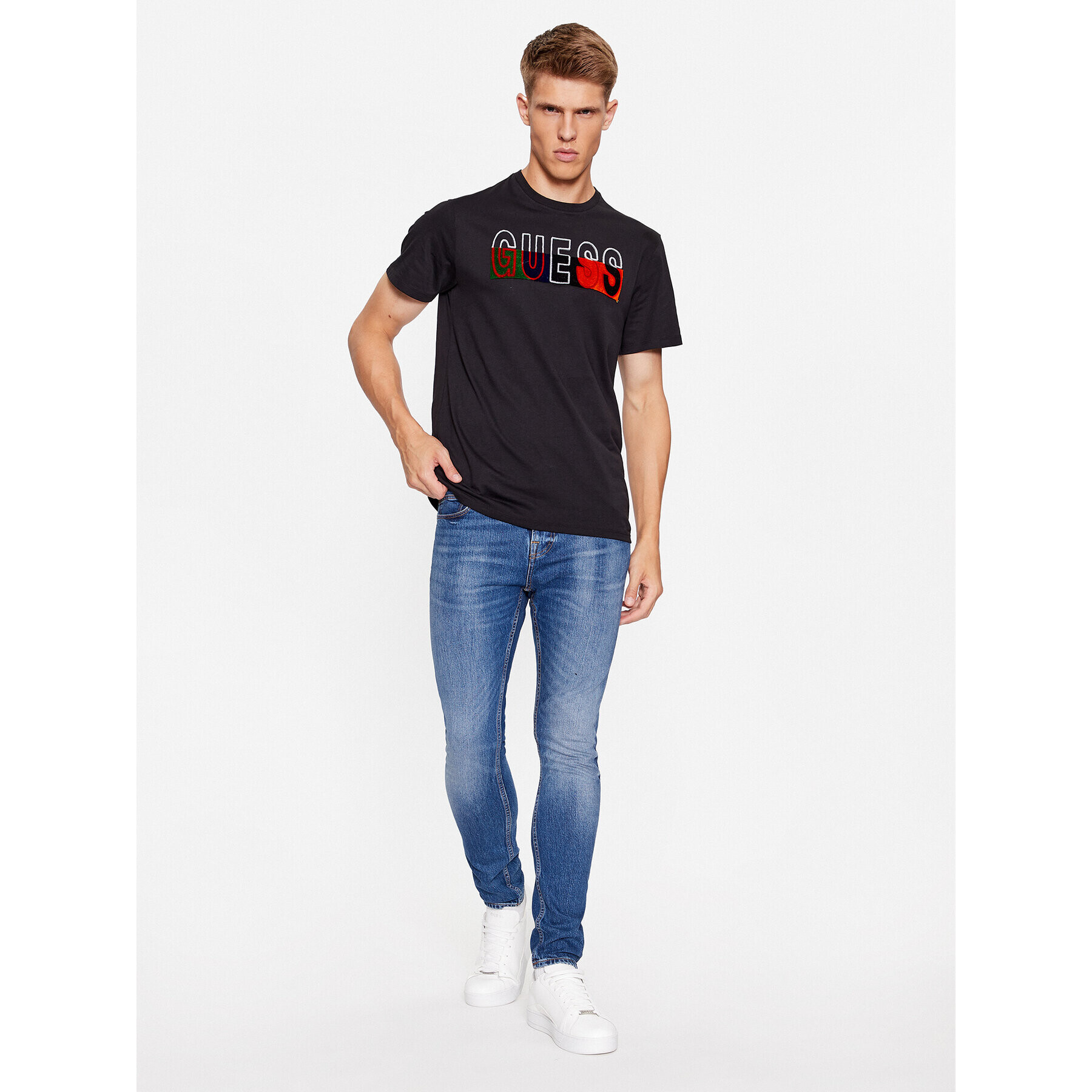 Guess T-Shirt M3BI64 KBXG1 Černá Slim Fit - Pepit.cz