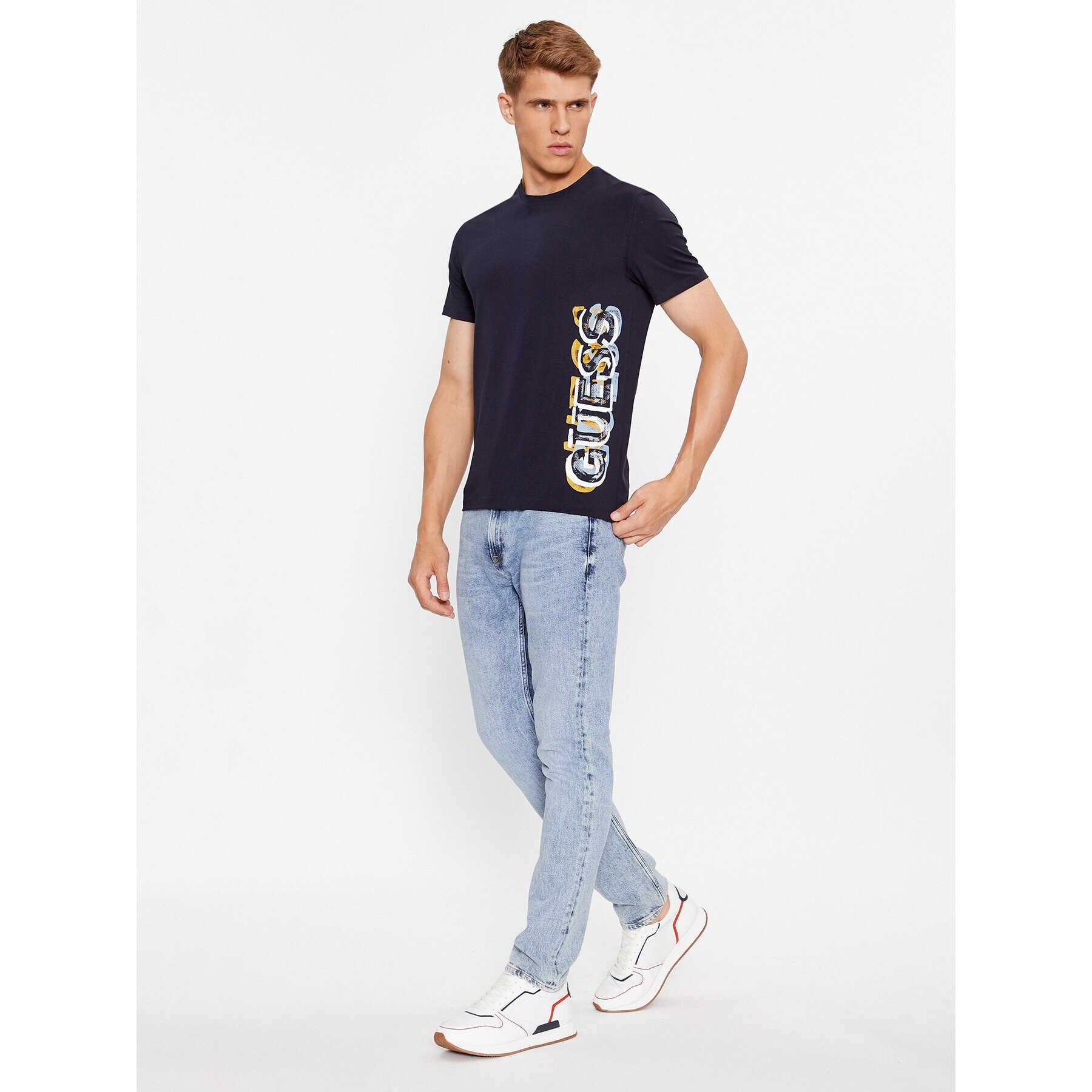 Guess T-Shirt M3BI73 J1314 Tmavomodrá Slim Fit - Pepit.cz