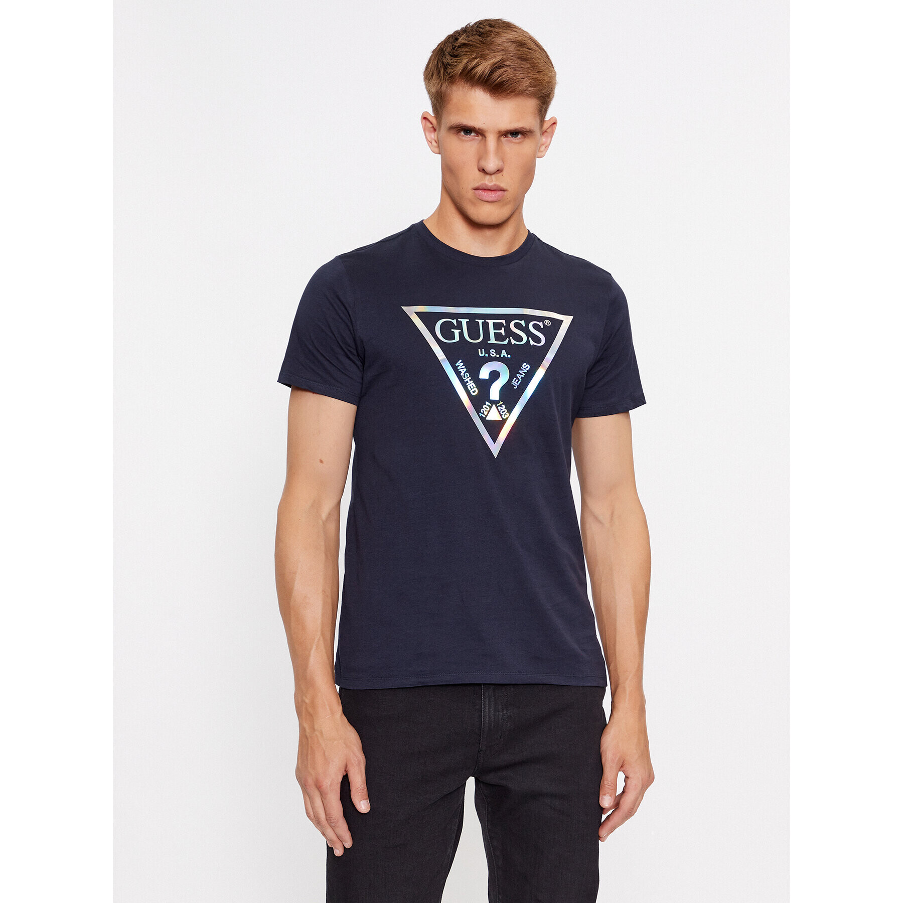 Guess T-Shirt M3BI81 K9RM1 Tmavomodrá Slim Fit - Pepit.cz