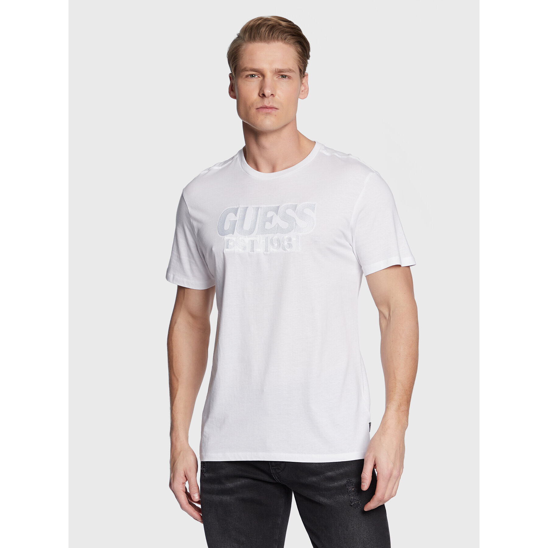 Guess T-Shirt M3GI56 K9RM3 Bílá Slim Fit - Pepit.cz