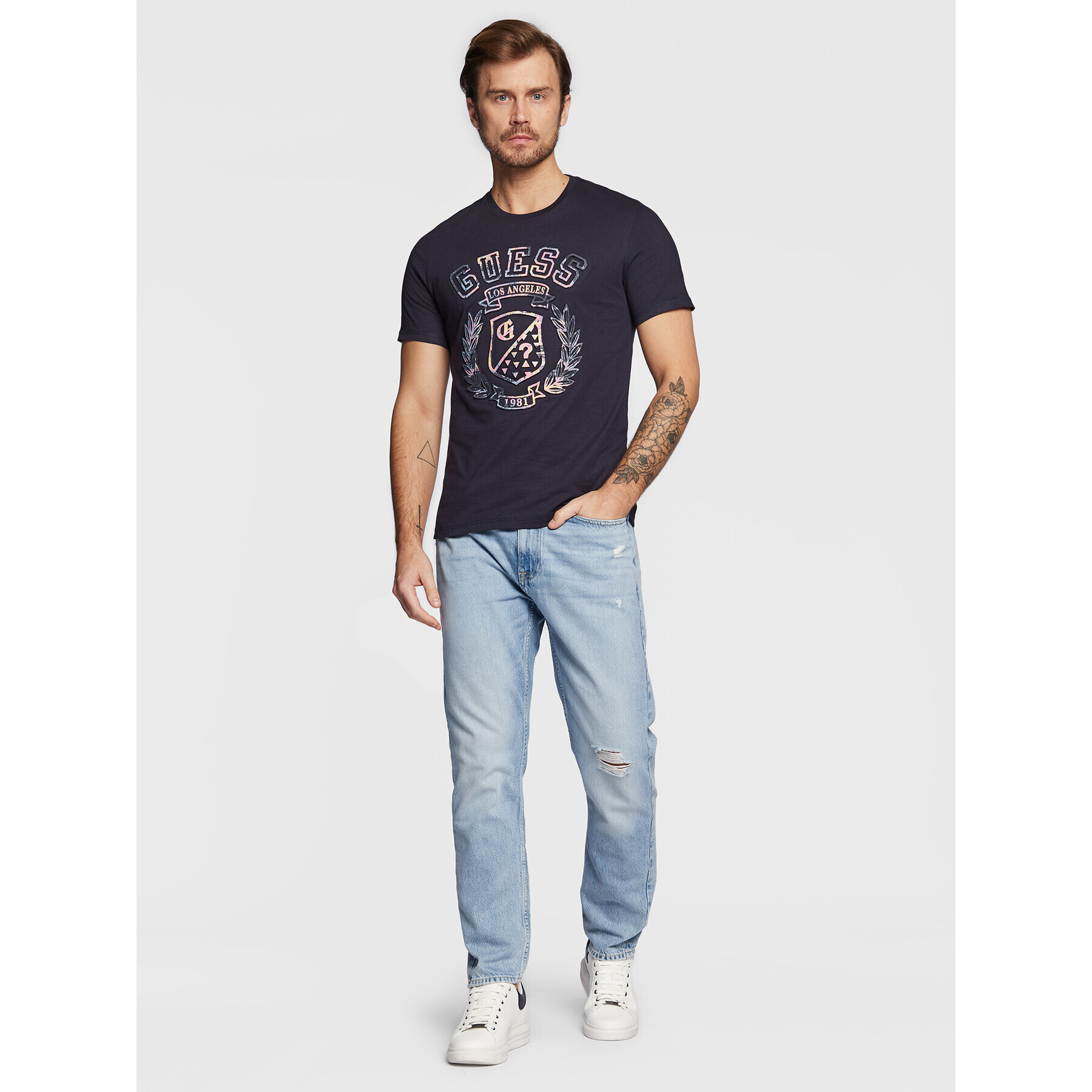 Guess T-Shirt M3RI03 I3Z14 Tmavomodrá Slim Fit - Pepit.cz