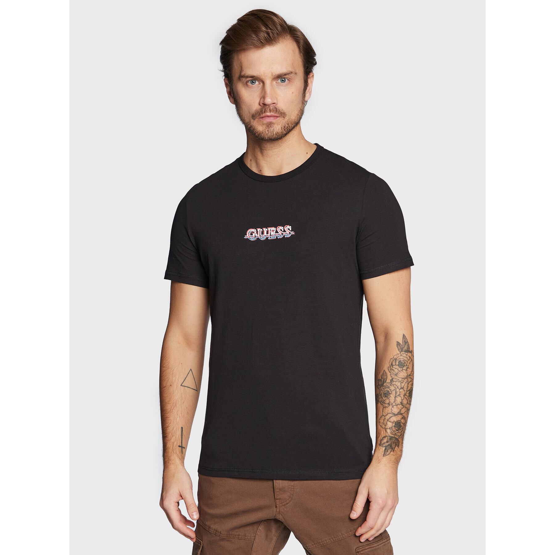 Guess T-Shirt M3RI11 J1314 Černá Slim Fit - Pepit.cz