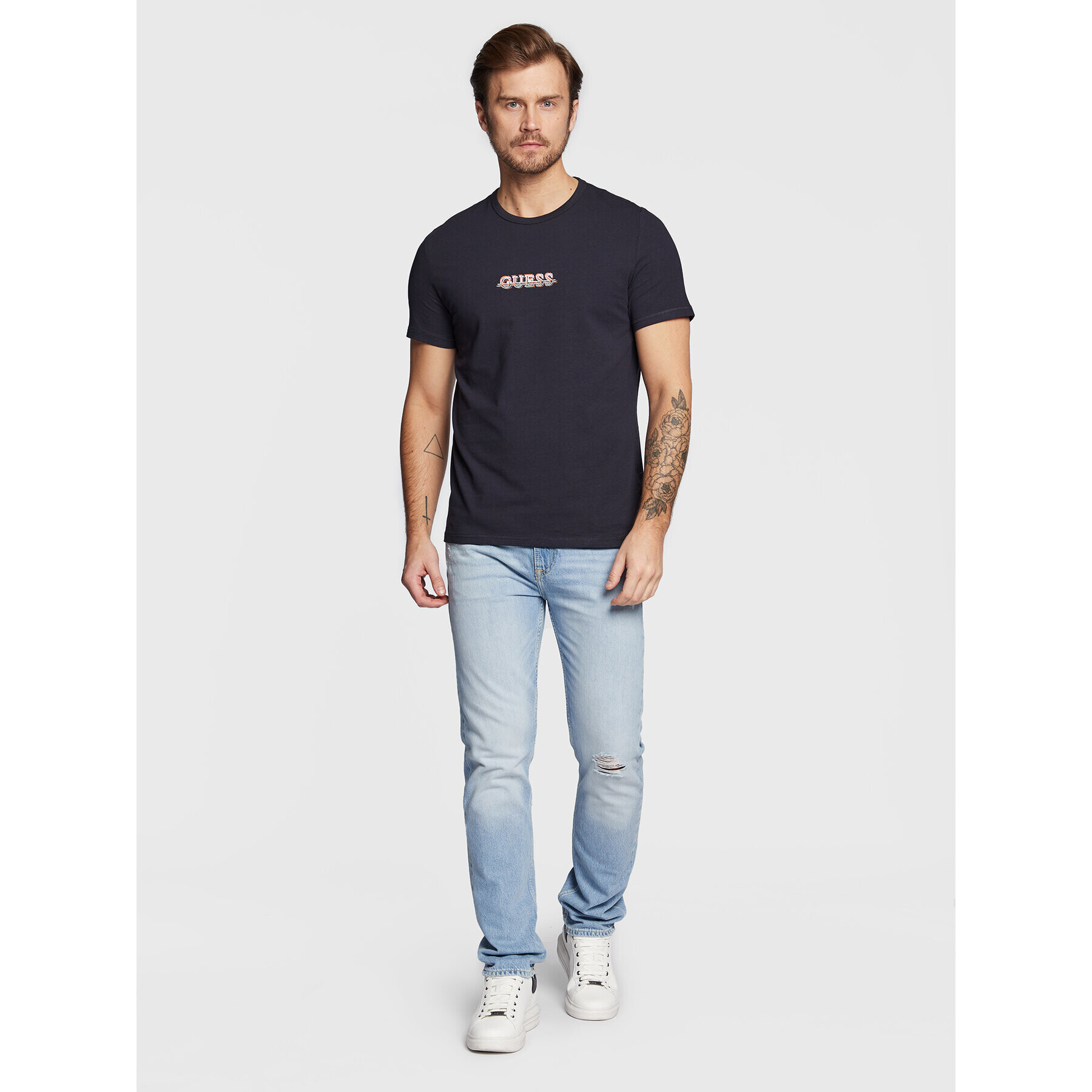 Guess T-Shirt M3RI11 J1314 Tmavomodrá Slim Fit - Pepit.cz