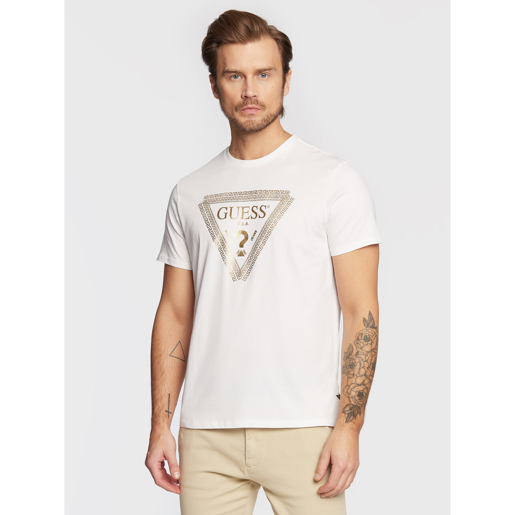 Guess T-Shirt M3RI68 KBDK0 Bílá Slim Fit - Pepit.cz