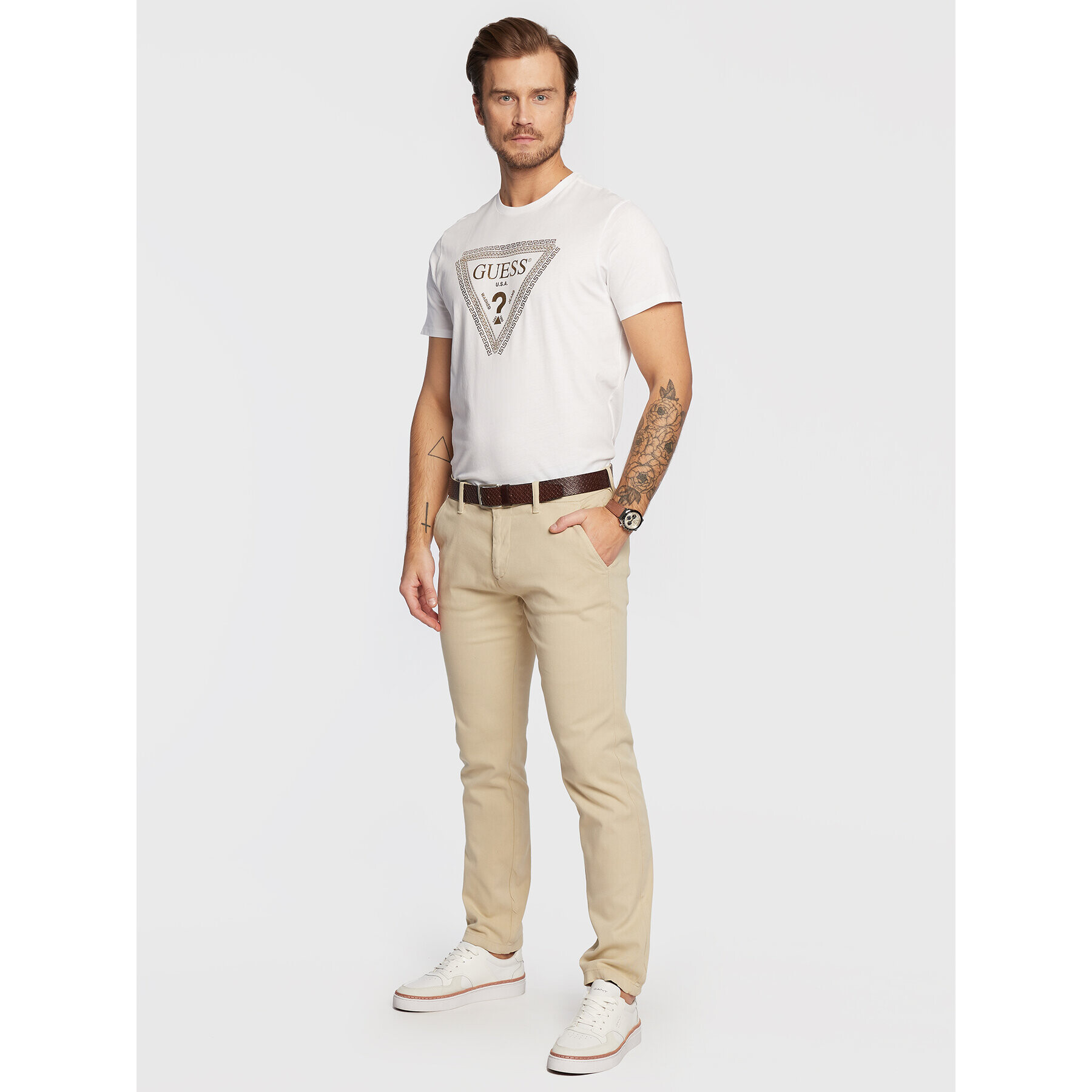 Guess T-Shirt M3RI68 KBDK0 Bílá Slim Fit - Pepit.cz