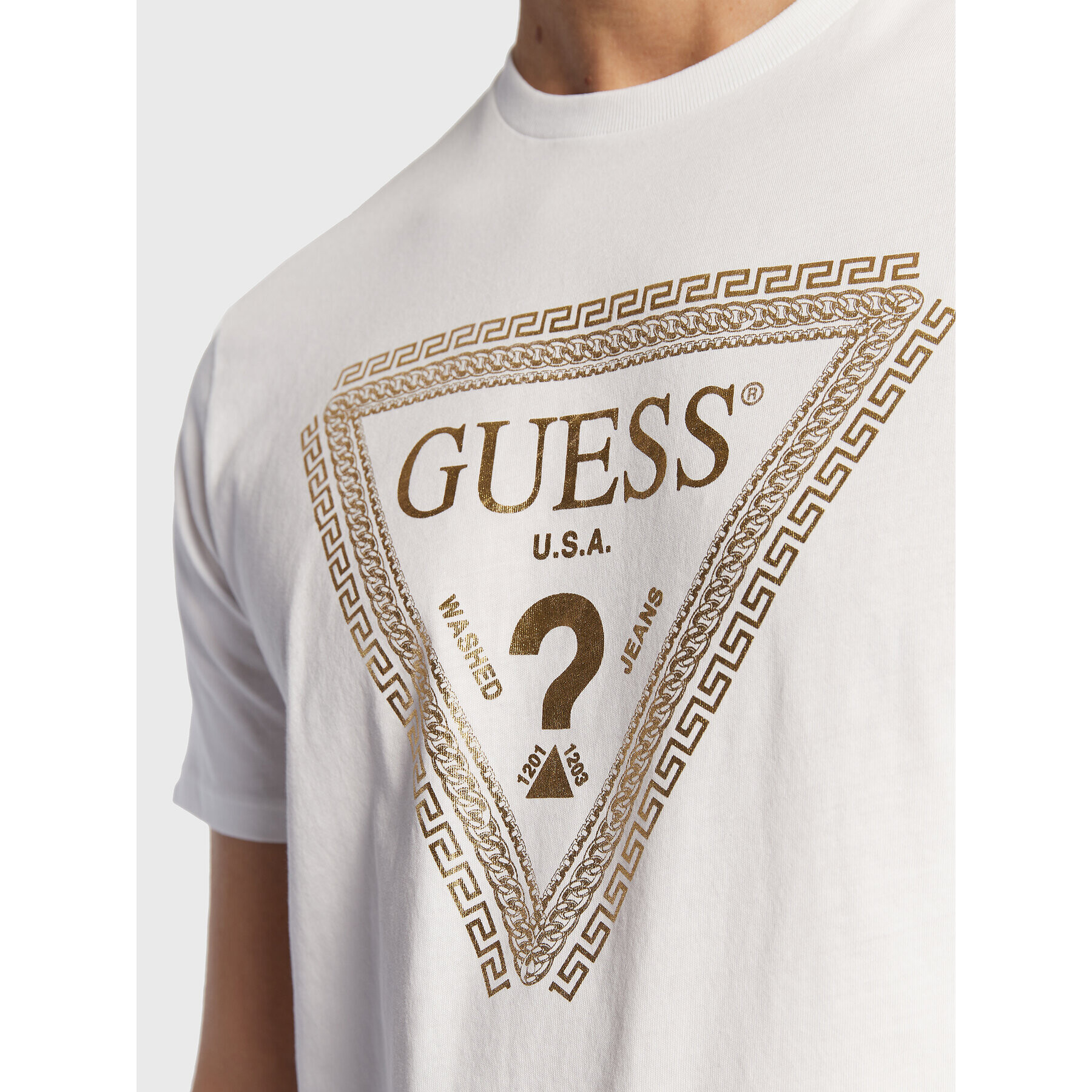 Guess T-Shirt M3RI68 KBDK0 Bílá Slim Fit - Pepit.cz