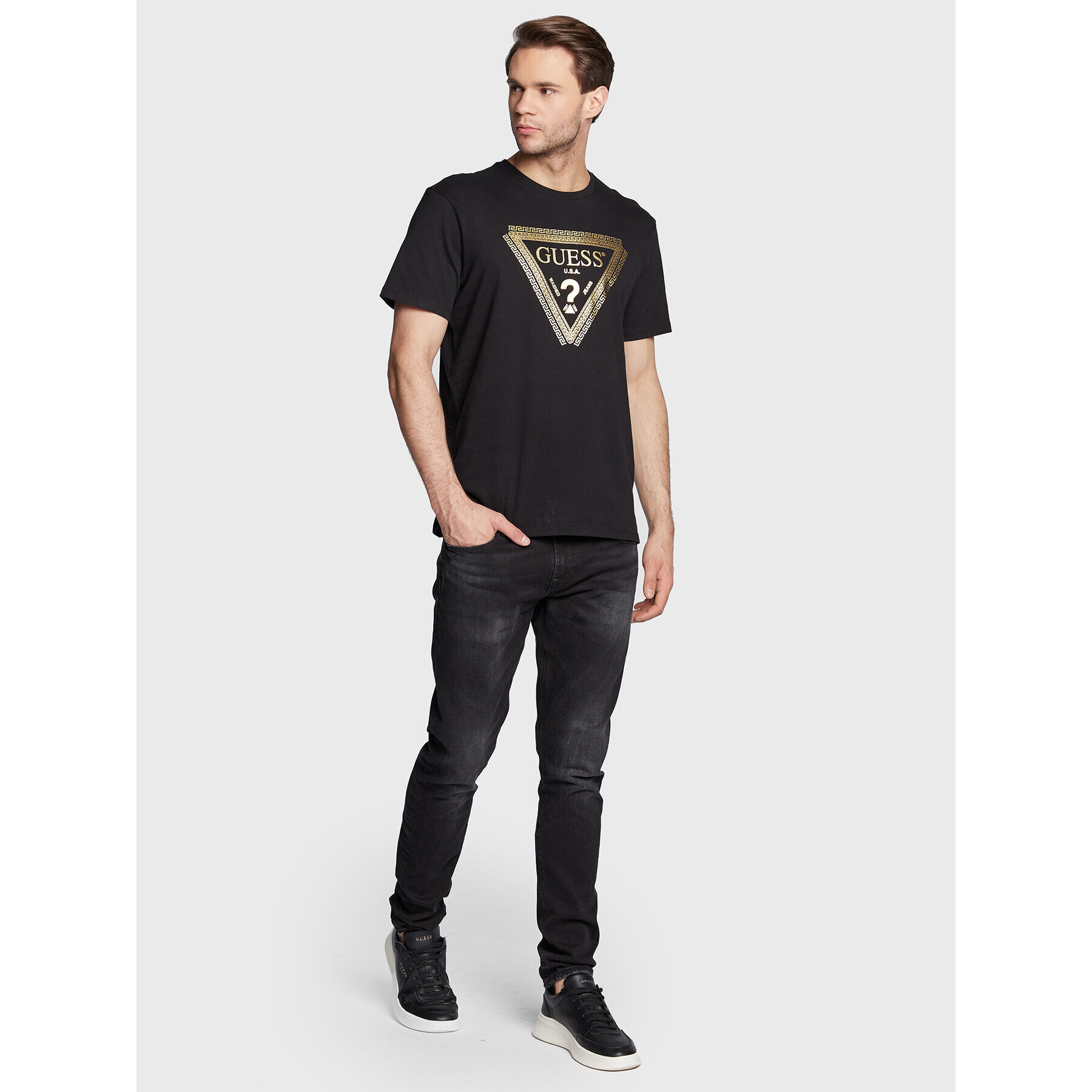 Guess T-Shirt M3RI68 KBDK0 Černá Slim Fit - Pepit.cz