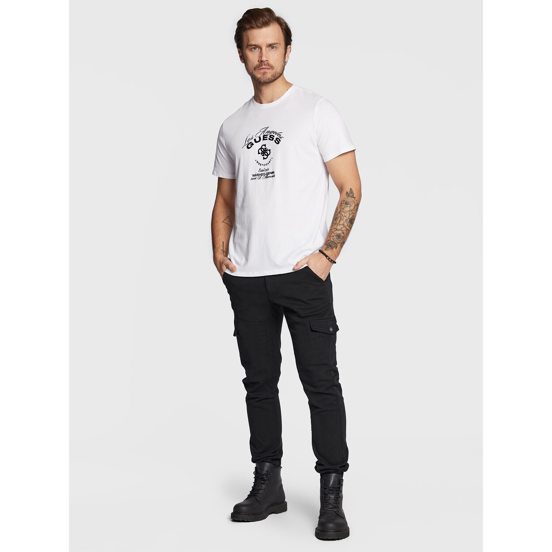 Guess T-Shirt M3RI69 KBDK0 Bílá Slim Fit - Pepit.cz