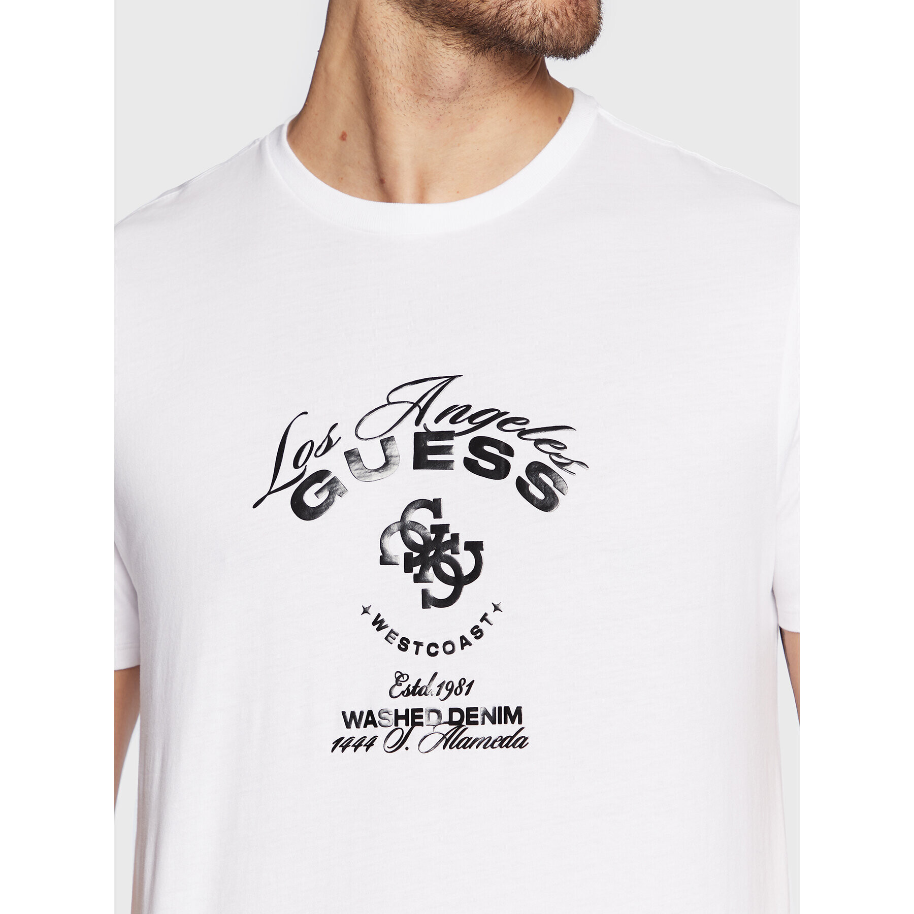 Guess T-Shirt M3RI69 KBDK0 Bílá Slim Fit - Pepit.cz