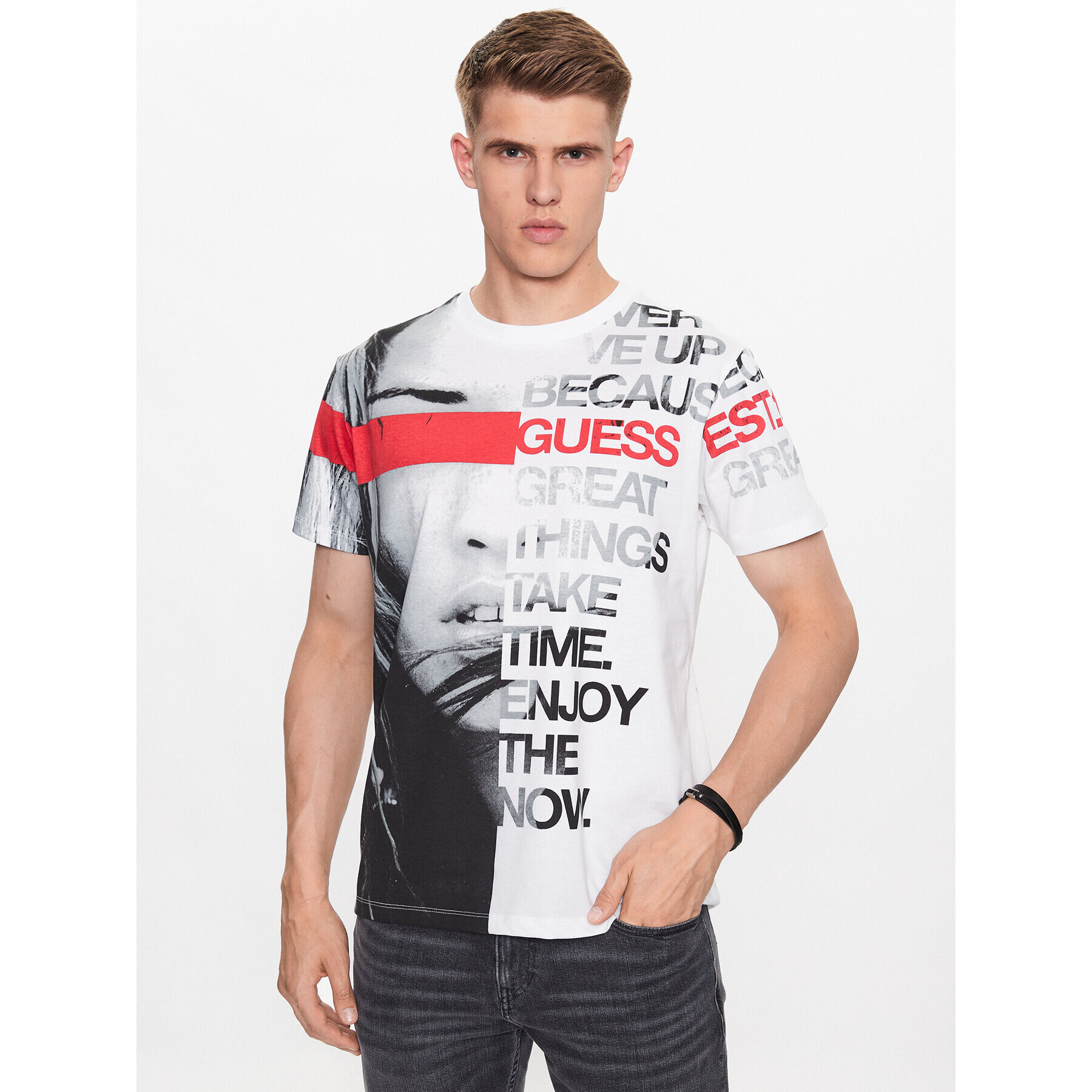 Guess T-Shirt M3YI04 I3Z13 Bílá Regular Fit - Pepit.cz