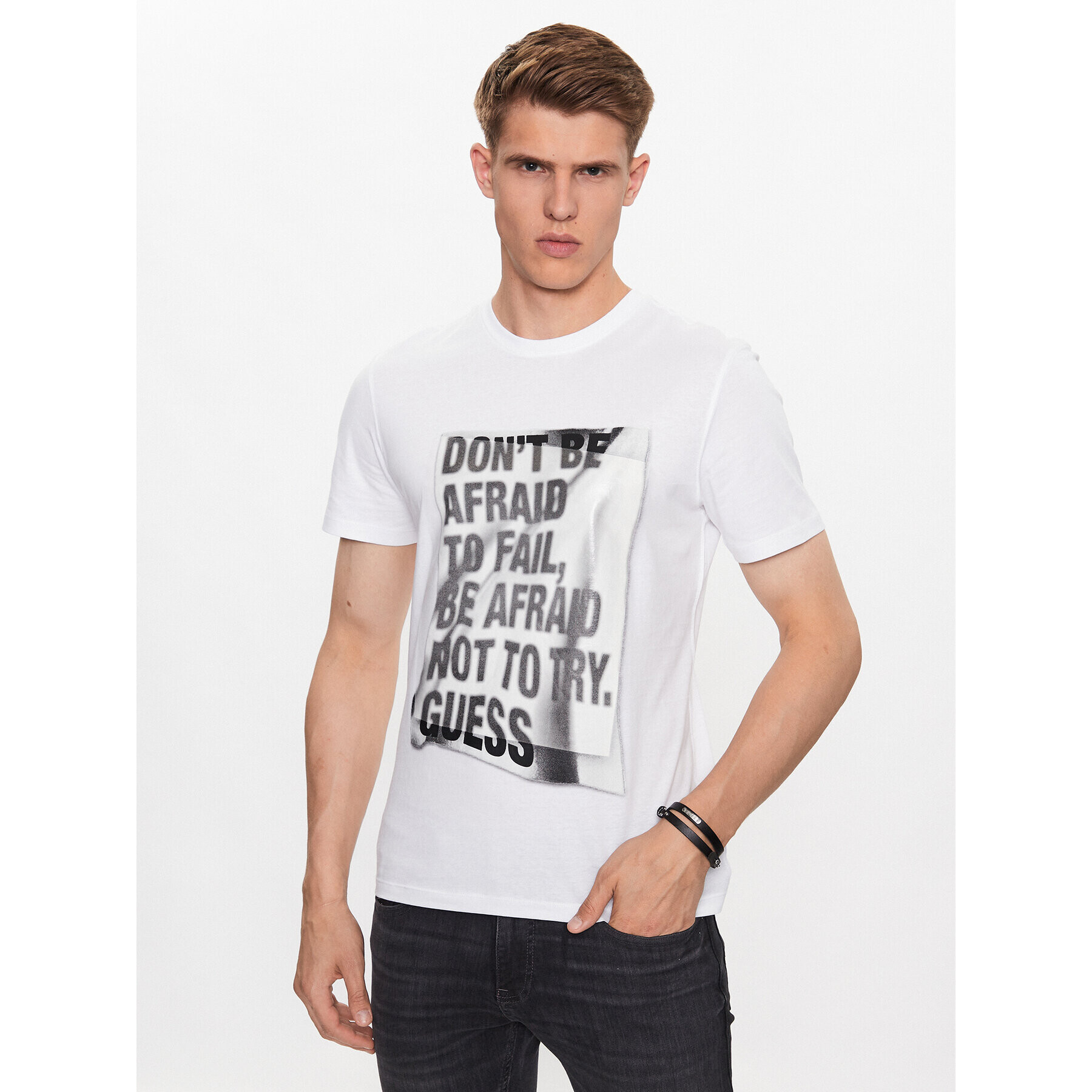 Guess T-Shirt M3YI06 I3Z14 Bílá Slim Fit - Pepit.cz