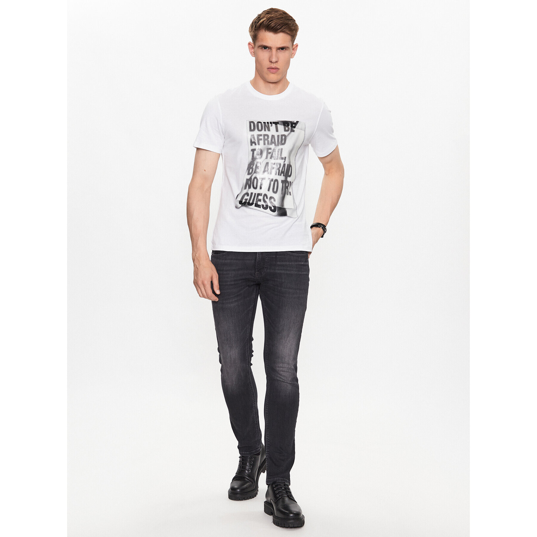 Guess T-Shirt M3YI06 I3Z14 Bílá Slim Fit - Pepit.cz