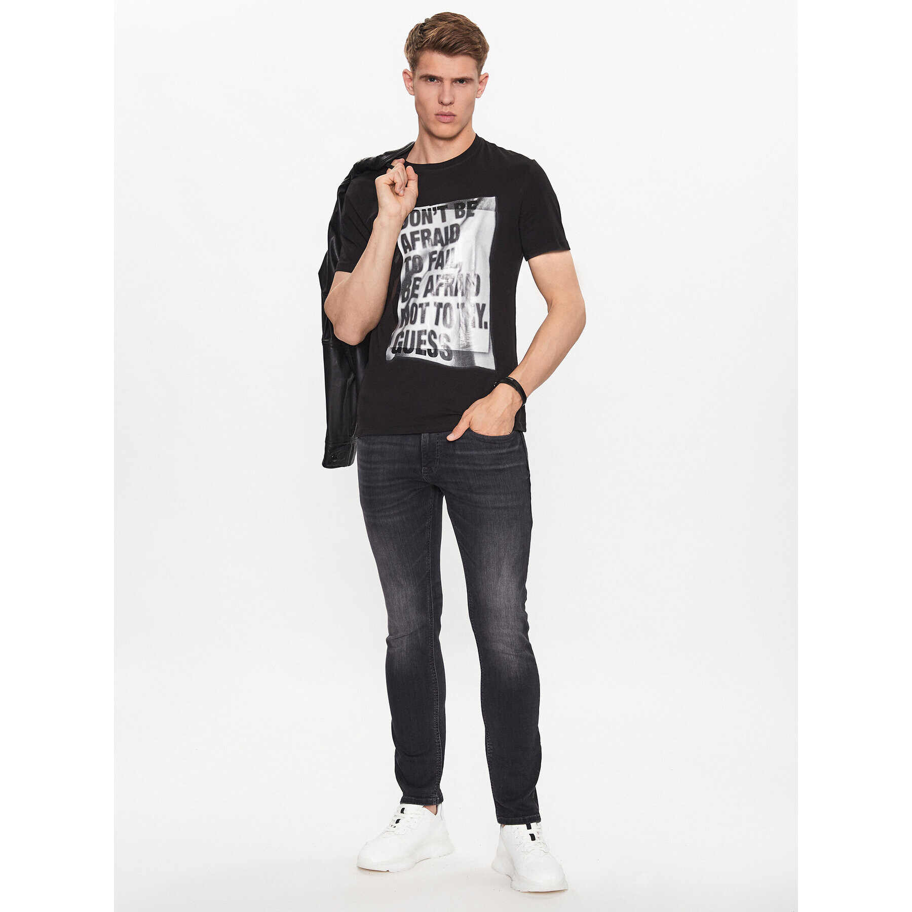 Guess T-Shirt M3YI06 I3Z14 Černá Slim Fit - Pepit.cz