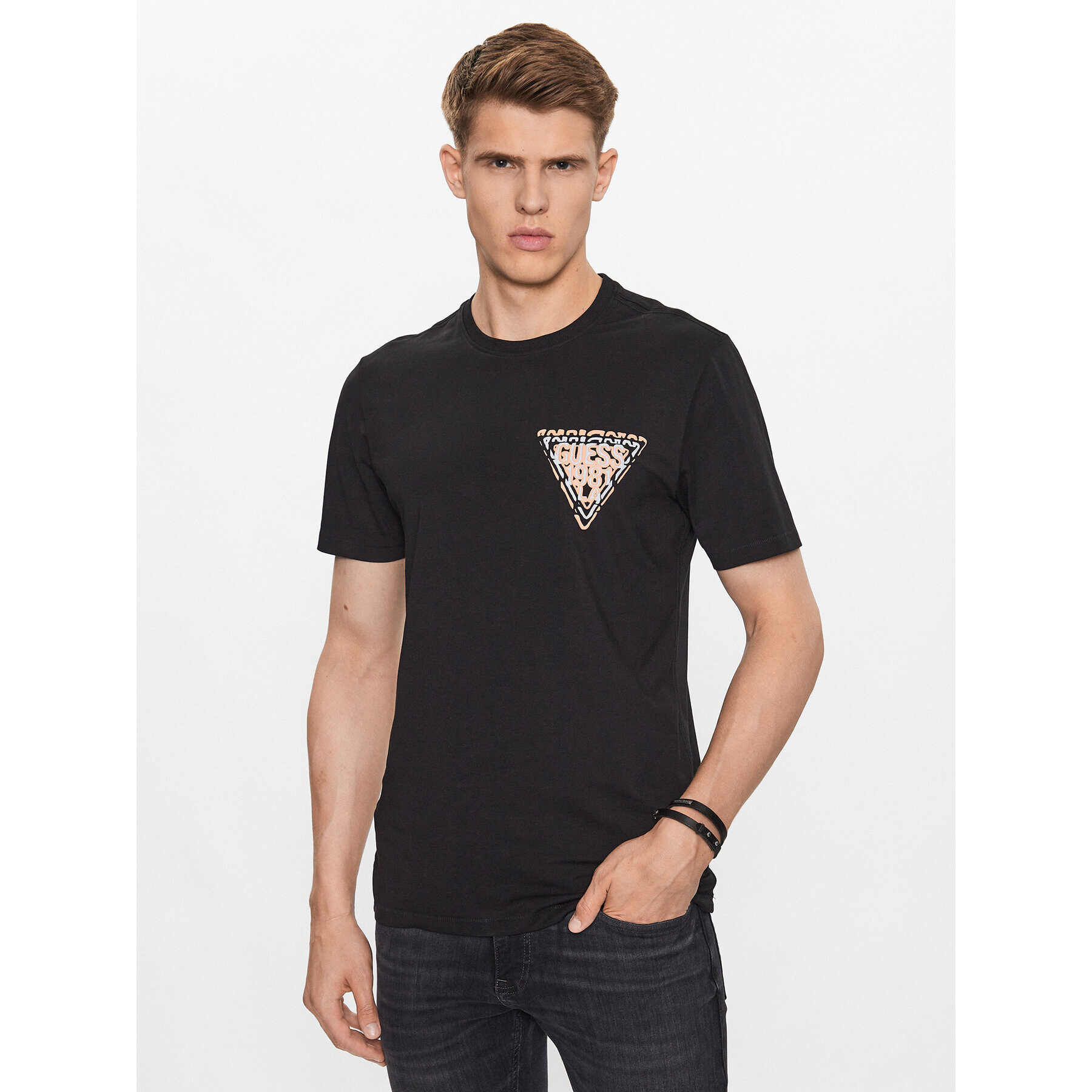 Guess T-Shirt M3YI22 J1314 Černá Slim Fit - Pepit.cz