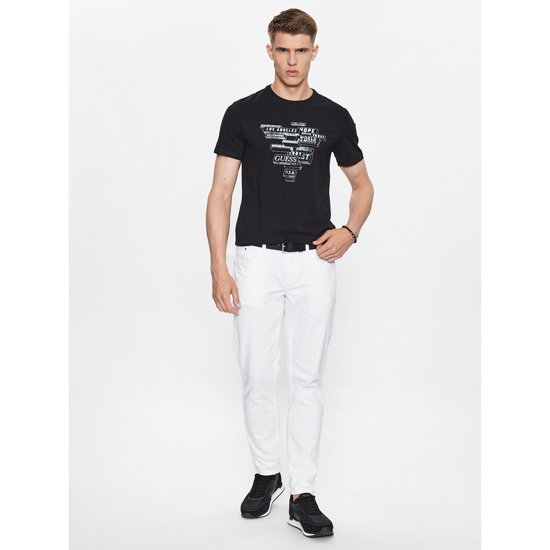 Guess T-Shirt M3YI23 J1314 Černá Slim Fit - Pepit.cz