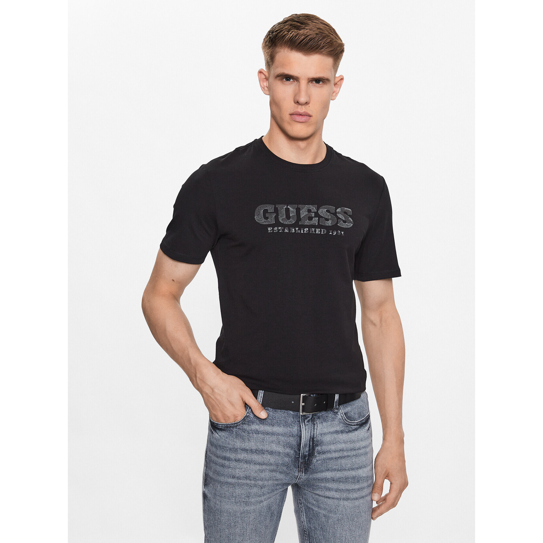 Guess T-Shirt M3YI26 J1314 Černá Slim Fit - Pepit.cz