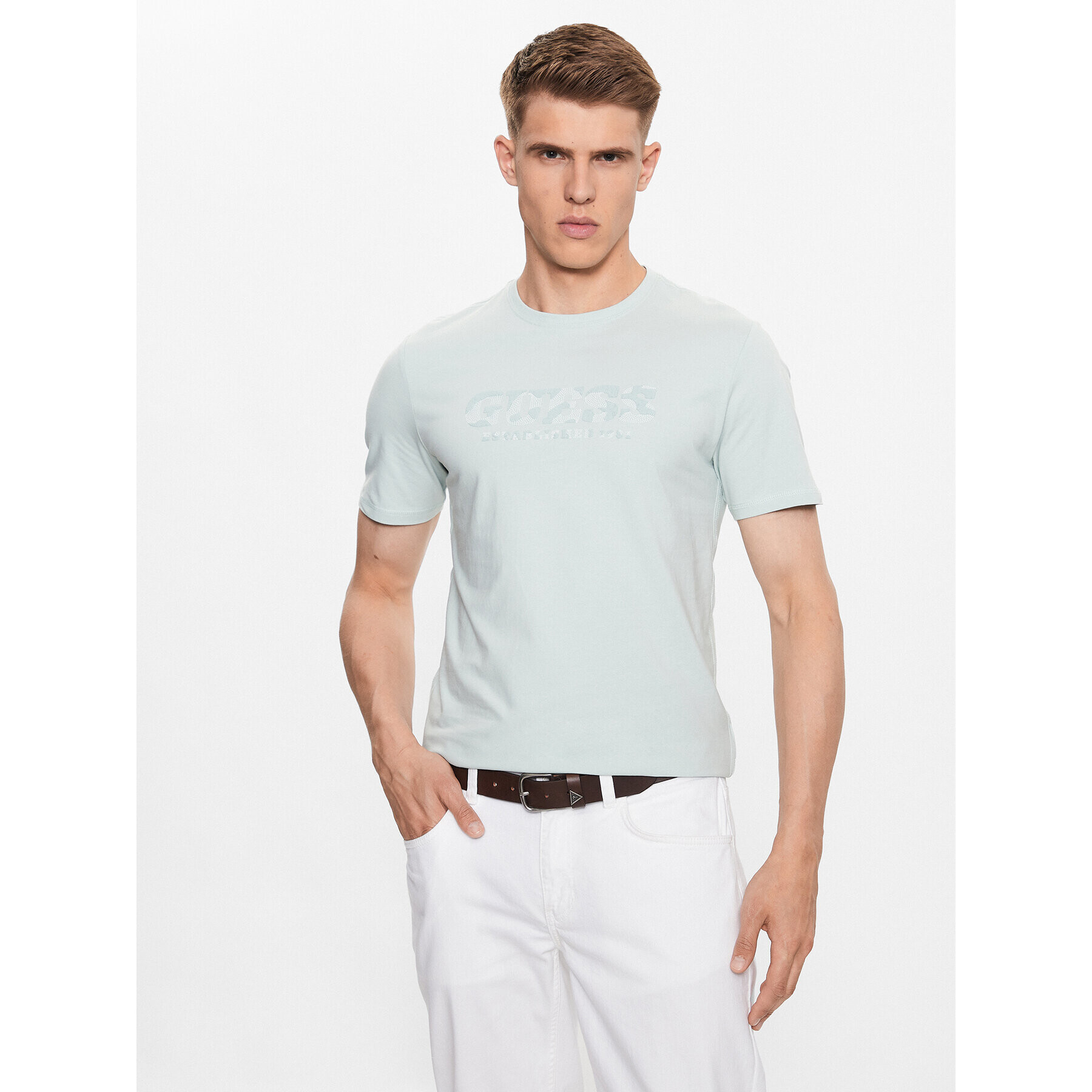 Guess T-Shirt M3YI26 J1314 Modrá Slim Fit - Pepit.cz