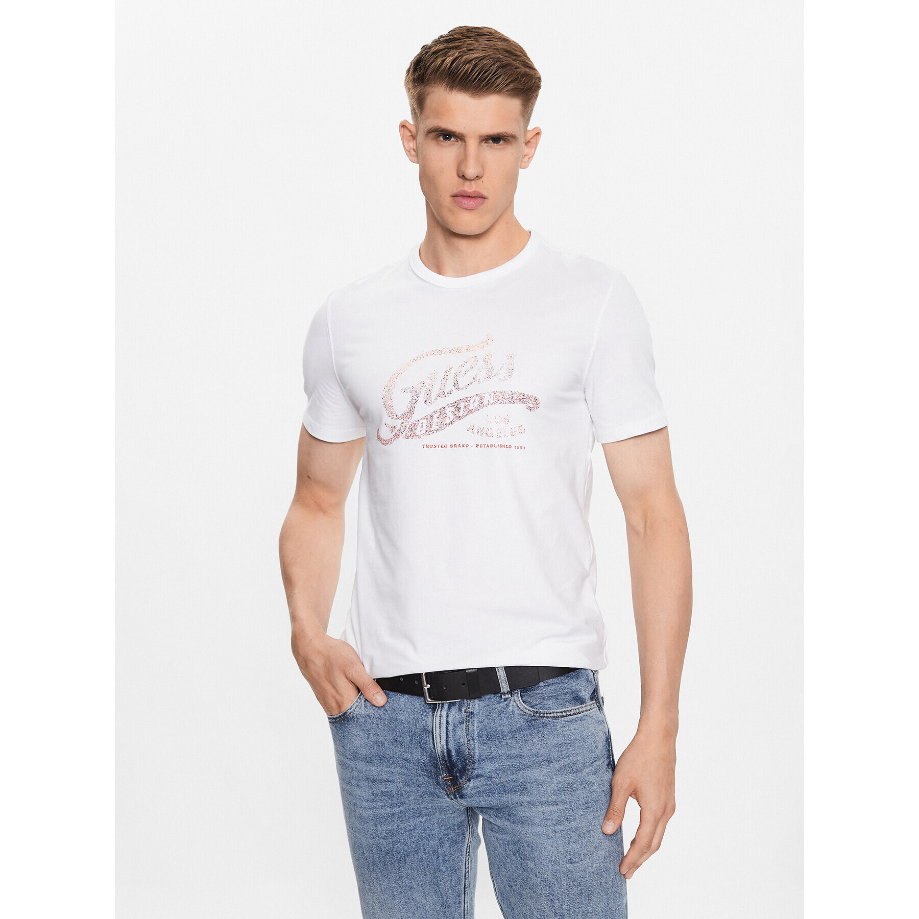 Guess T-Shirt M3YI27 J1314 Bílá Slim Fit - Pepit.cz