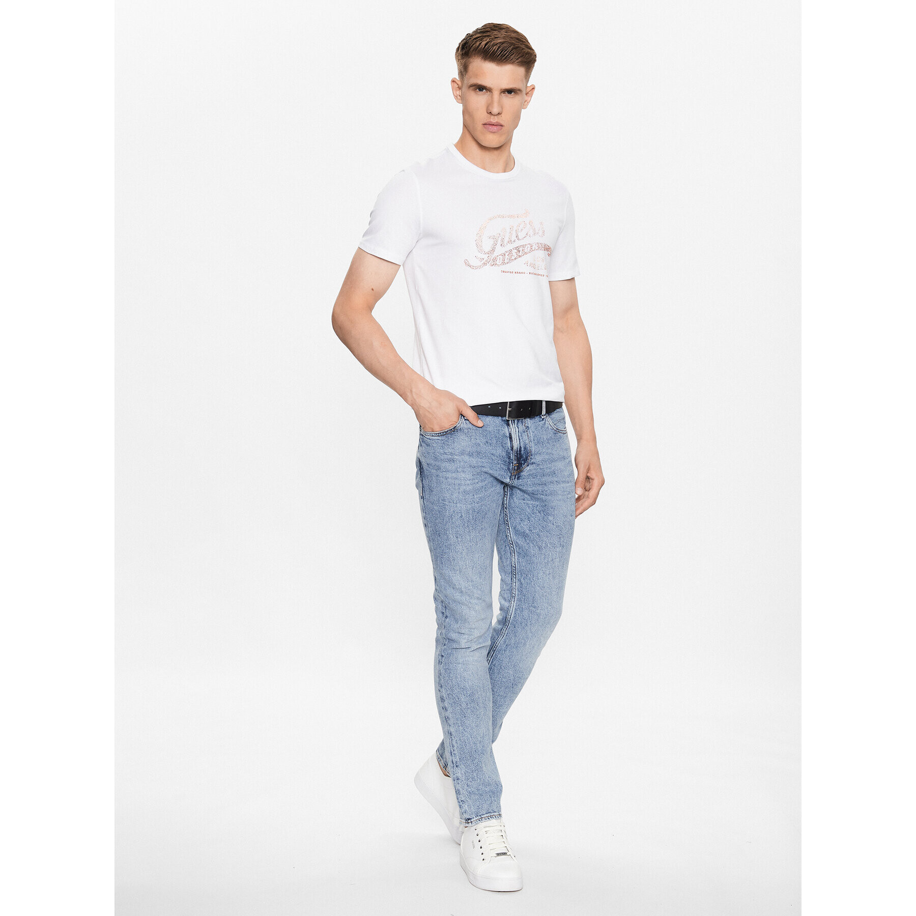 Guess T-Shirt M3YI27 J1314 Bílá Slim Fit - Pepit.cz