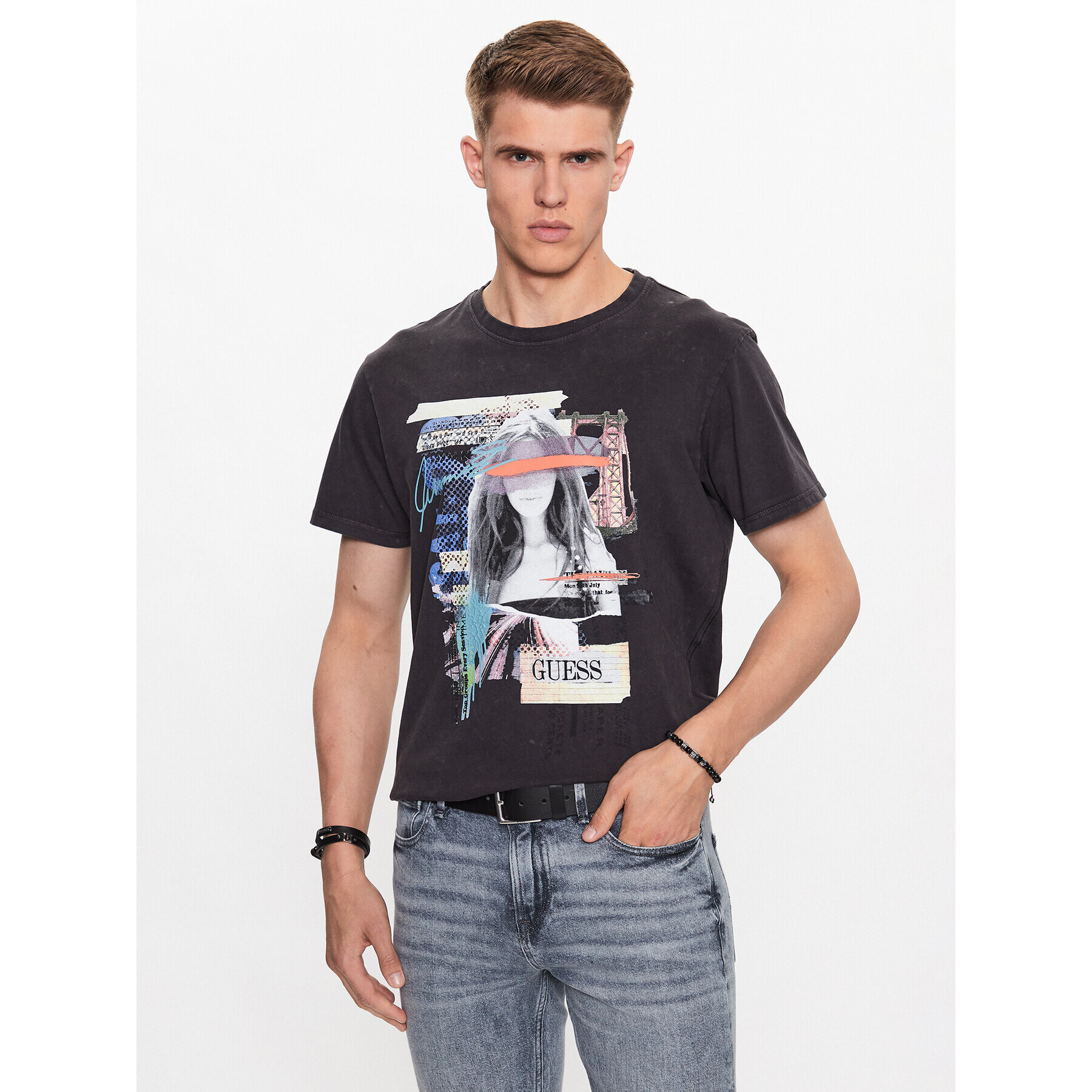 Guess T-Shirt M3YI38 K8FQ4 Černá Regular Fit - Pepit.cz