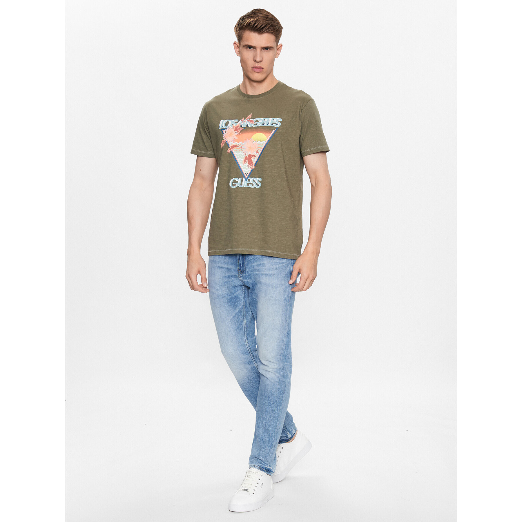 Guess T-Shirt M3YI68 K6XN4 Khaki Regular Fit - Pepit.cz