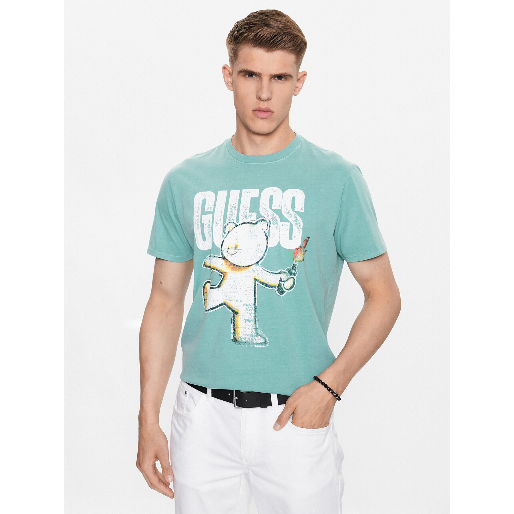 Guess T-Shirt M3YI88 KBDL0 Modrá Regular Fit - Pepit.cz