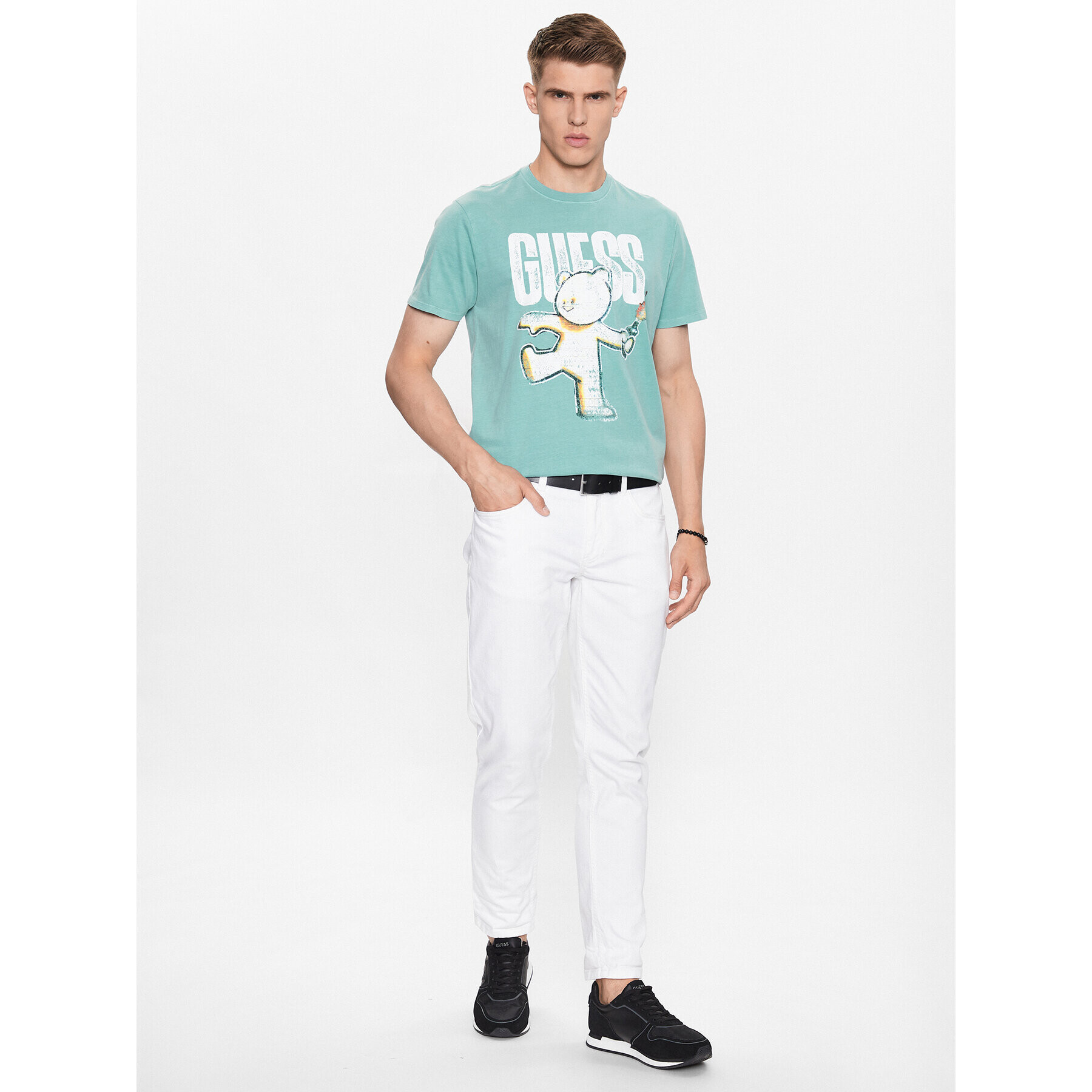 Guess T-Shirt M3YI88 KBDL0 Modrá Regular Fit - Pepit.cz