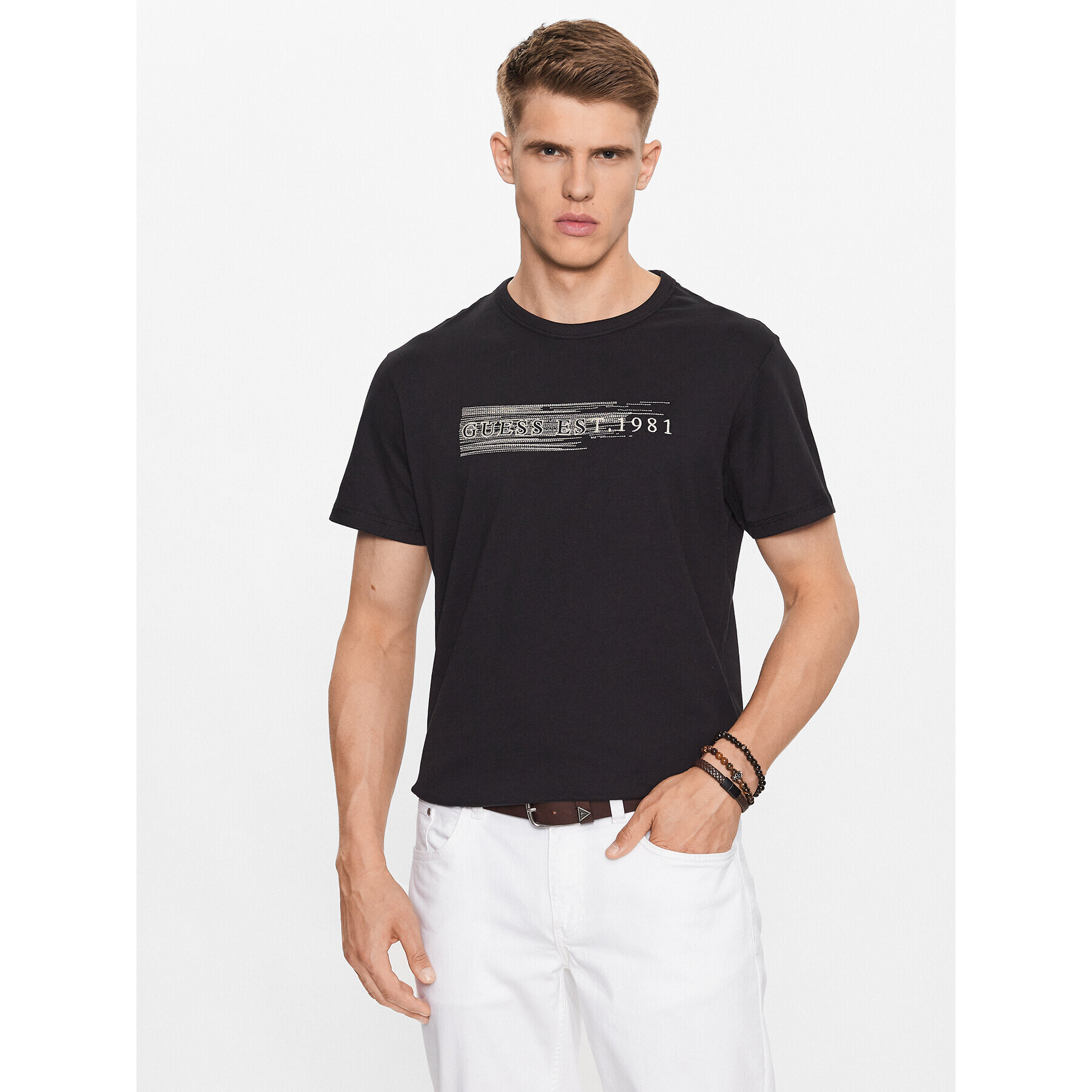 Guess T-Shirt M3YI89 K8FQ4 Černá Regular Fit - Pepit.cz