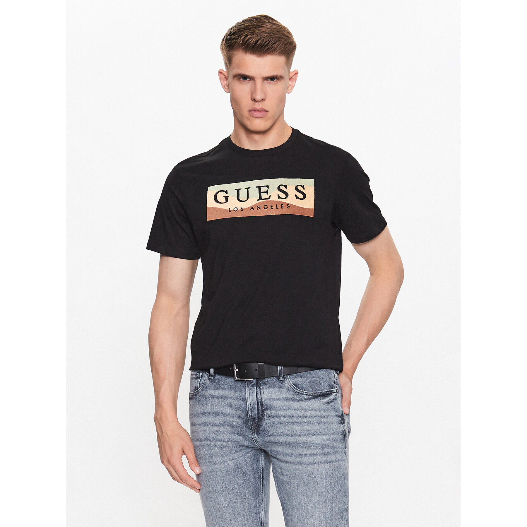 Guess T-Shirt M3YI90 K9RM1 Černá Slim Fit - Pepit.cz