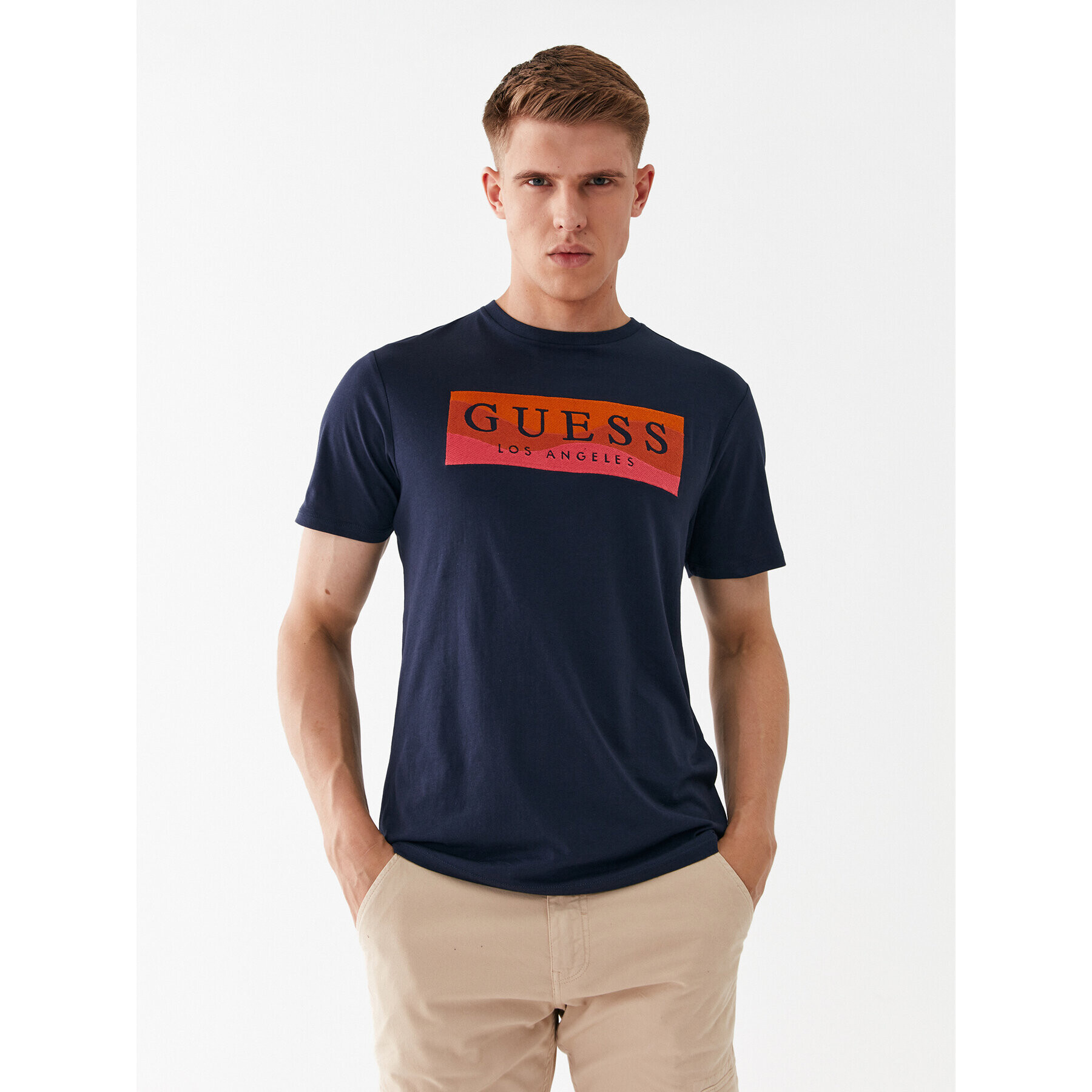 Guess T-Shirt M3YI90 K9RM1 Modrá Slim Fit - Pepit.cz