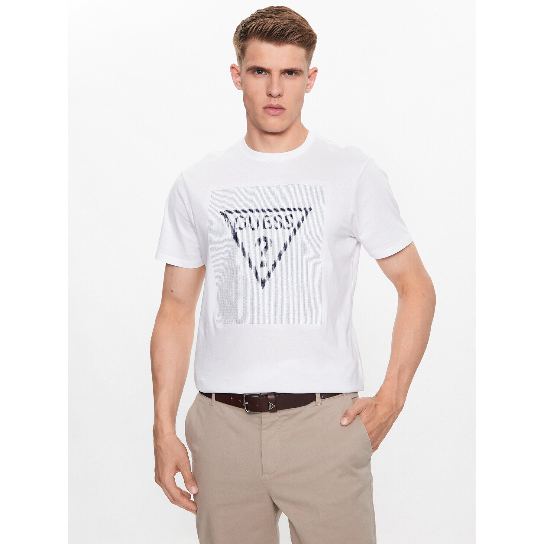 Guess T-Shirt M3YI91 K9RM1 Bílá Slim Fit - Pepit.cz