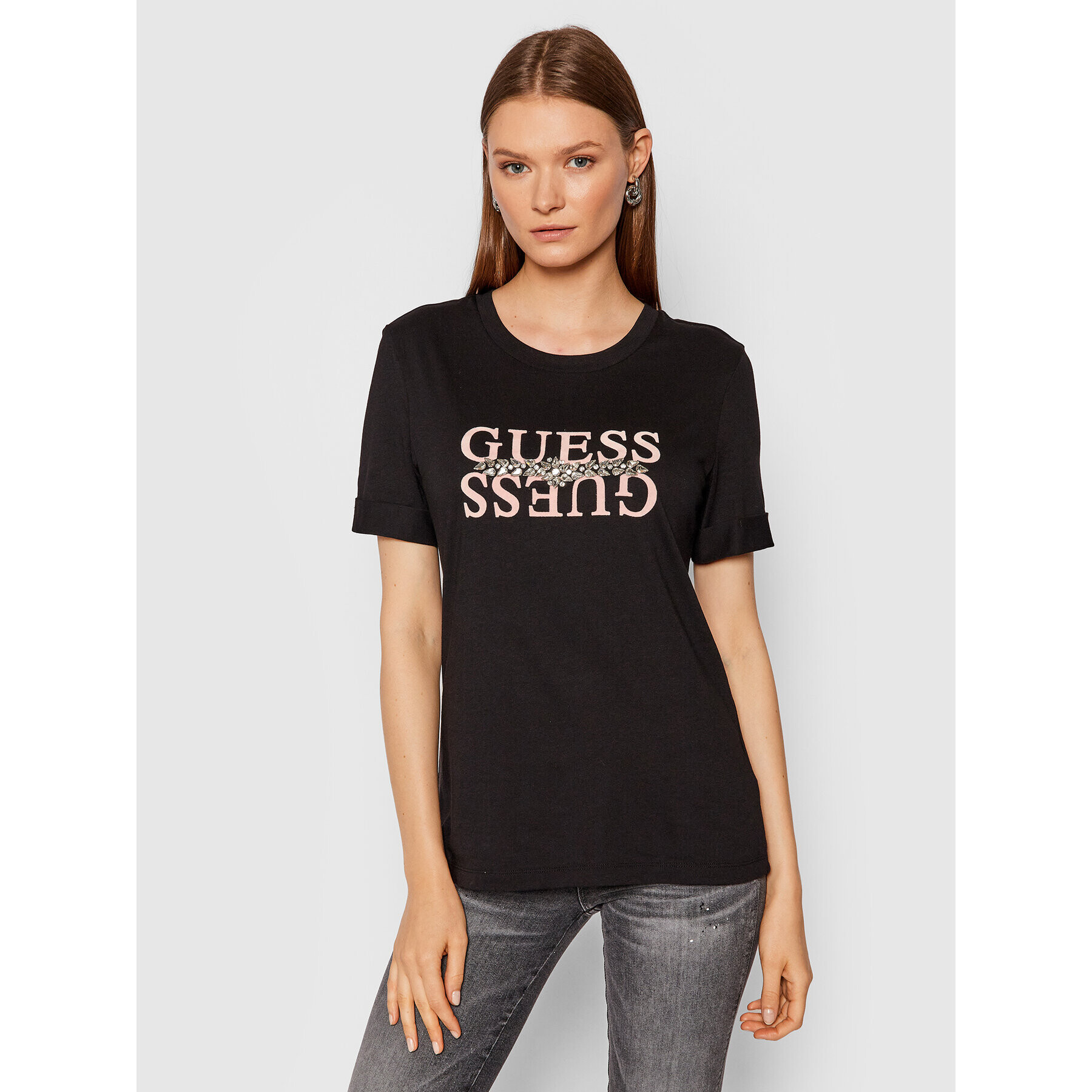 Guess T-Shirt Maider W1BI08 K46D1 Černá Relaxed Fit - Pepit.cz