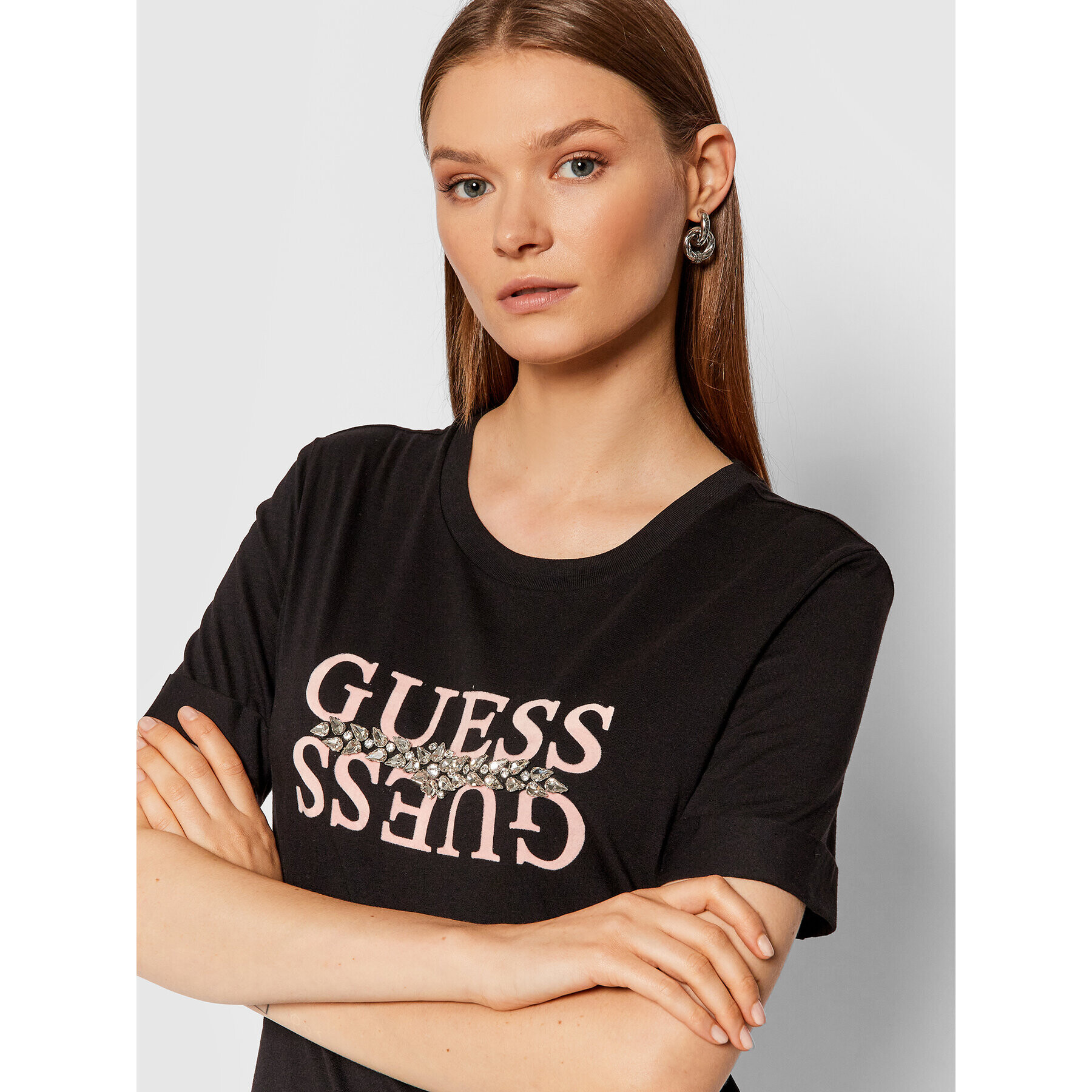 Guess T-Shirt Maider W1BI08 K46D1 Černá Relaxed Fit - Pepit.cz